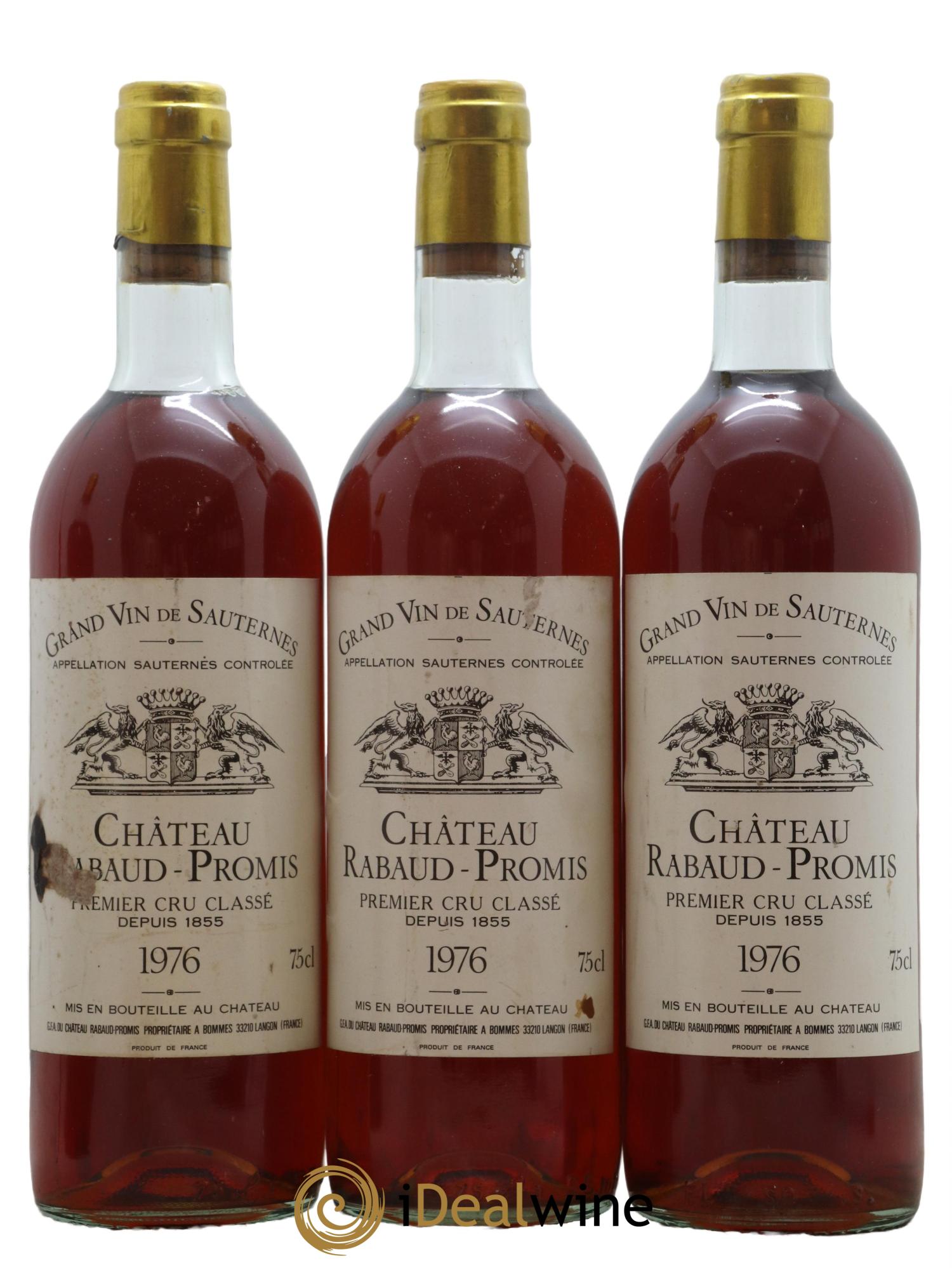 Château Rabaud Promis 1er Grand Cru Classé 1976 - Lotto di 3 bottiglie - 0