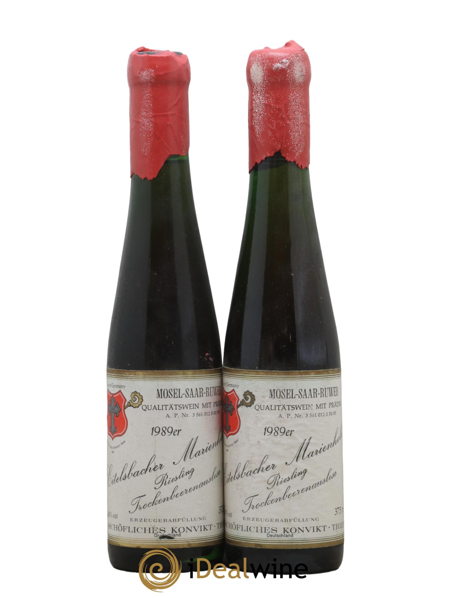 Allemagne Mosel-Saar Trockenbeerenauslese Bischofliches Konvikt Trier Eitelsbacher Marienholz 1989 - Posten von 2 Demi-Flaschen - 0