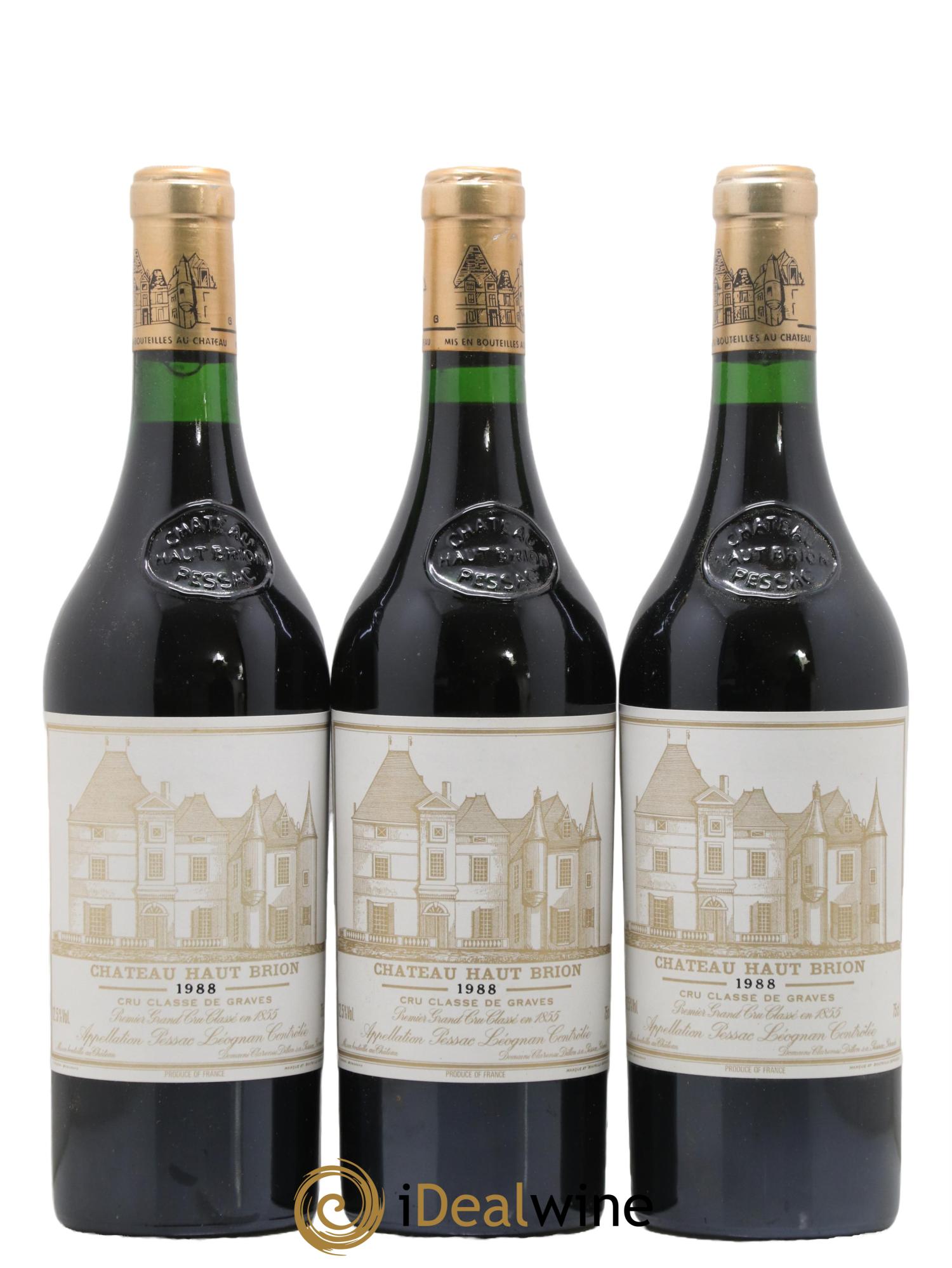 Château Haut Brion 1er Grand Cru Classé 1988 - Lot de 3 bouteilles - 0