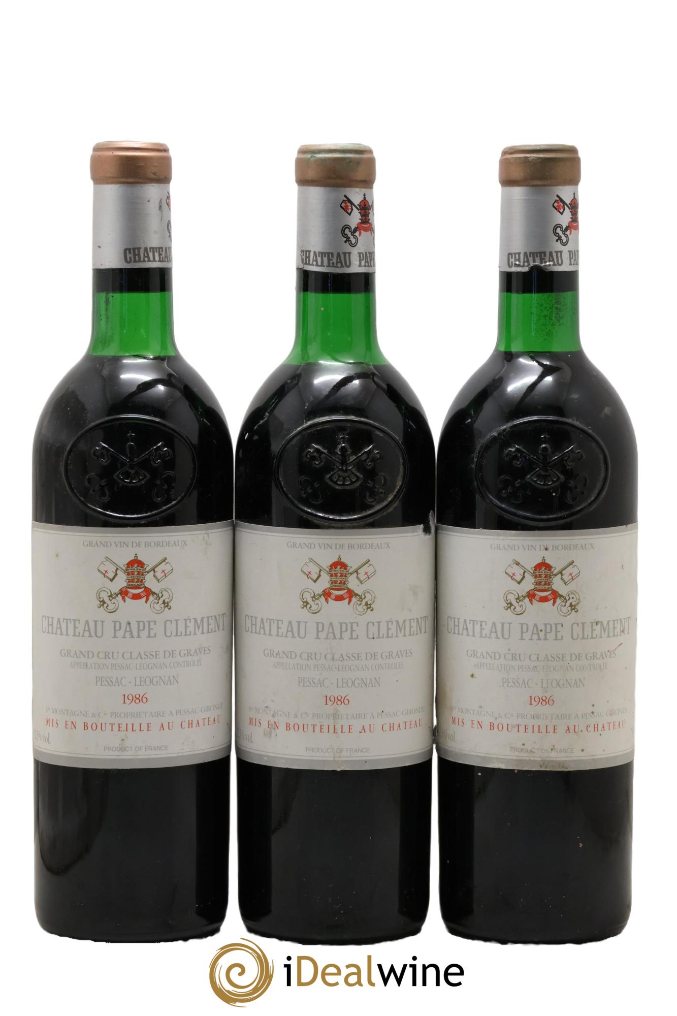 Château Pape Clément Cru Classé de Graves 1986 - Lotto di 3 bottiglie - 0
