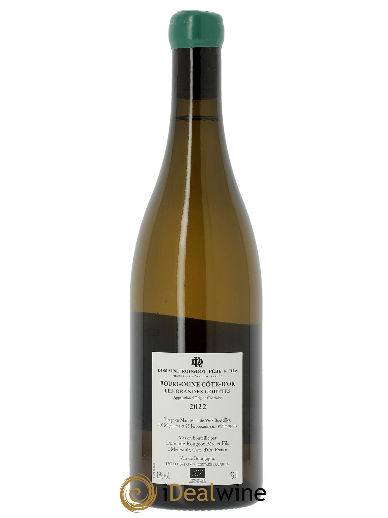 Bourgogne Côte-d'Or Les Gouttes Sans sulfite ajouté Rougeot Père et Fils 2022 - Lot de 1 bouteille - 2