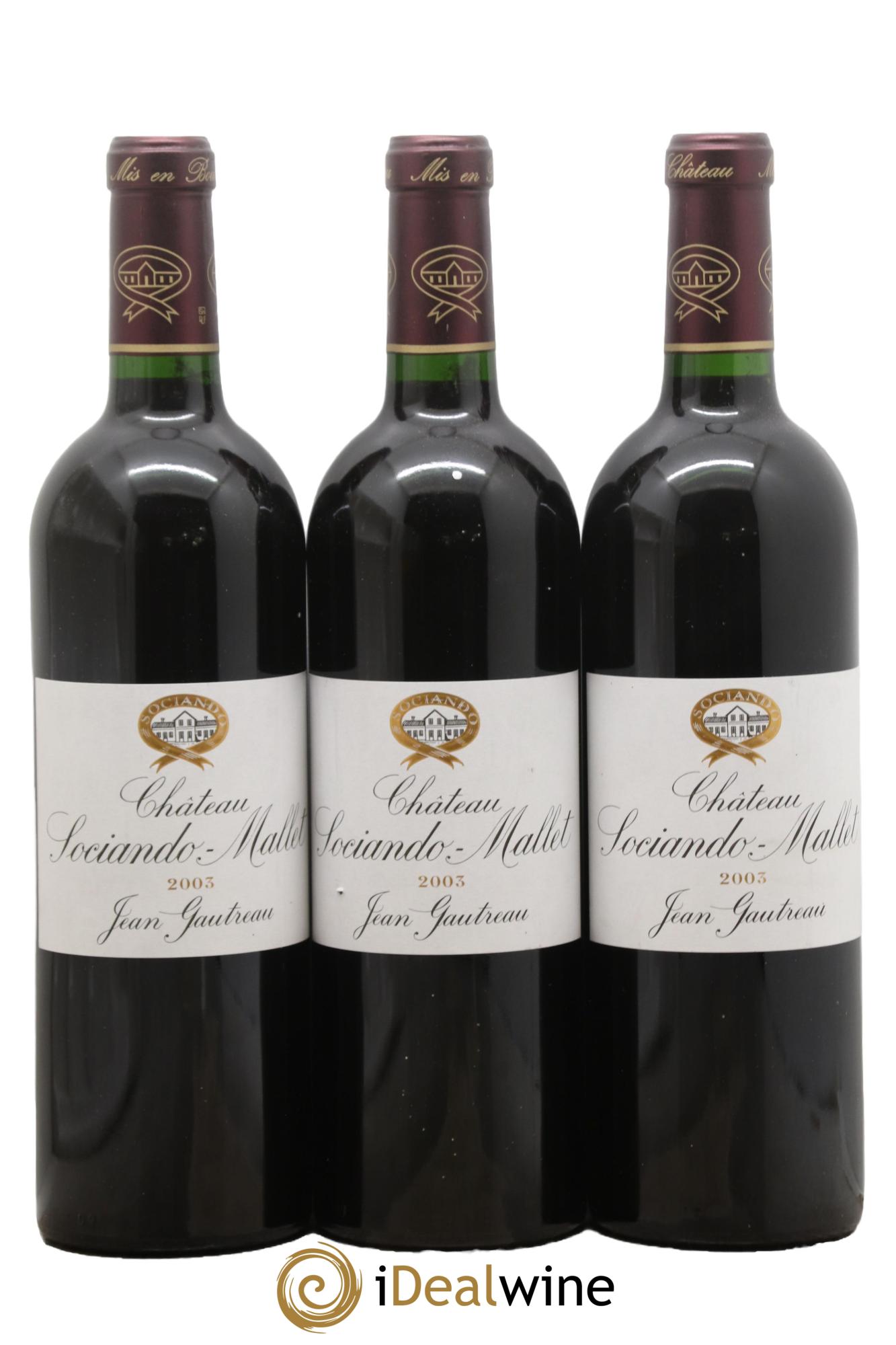Château Sociando Mallet 2003 - Posten von 3 Flaschen - 0