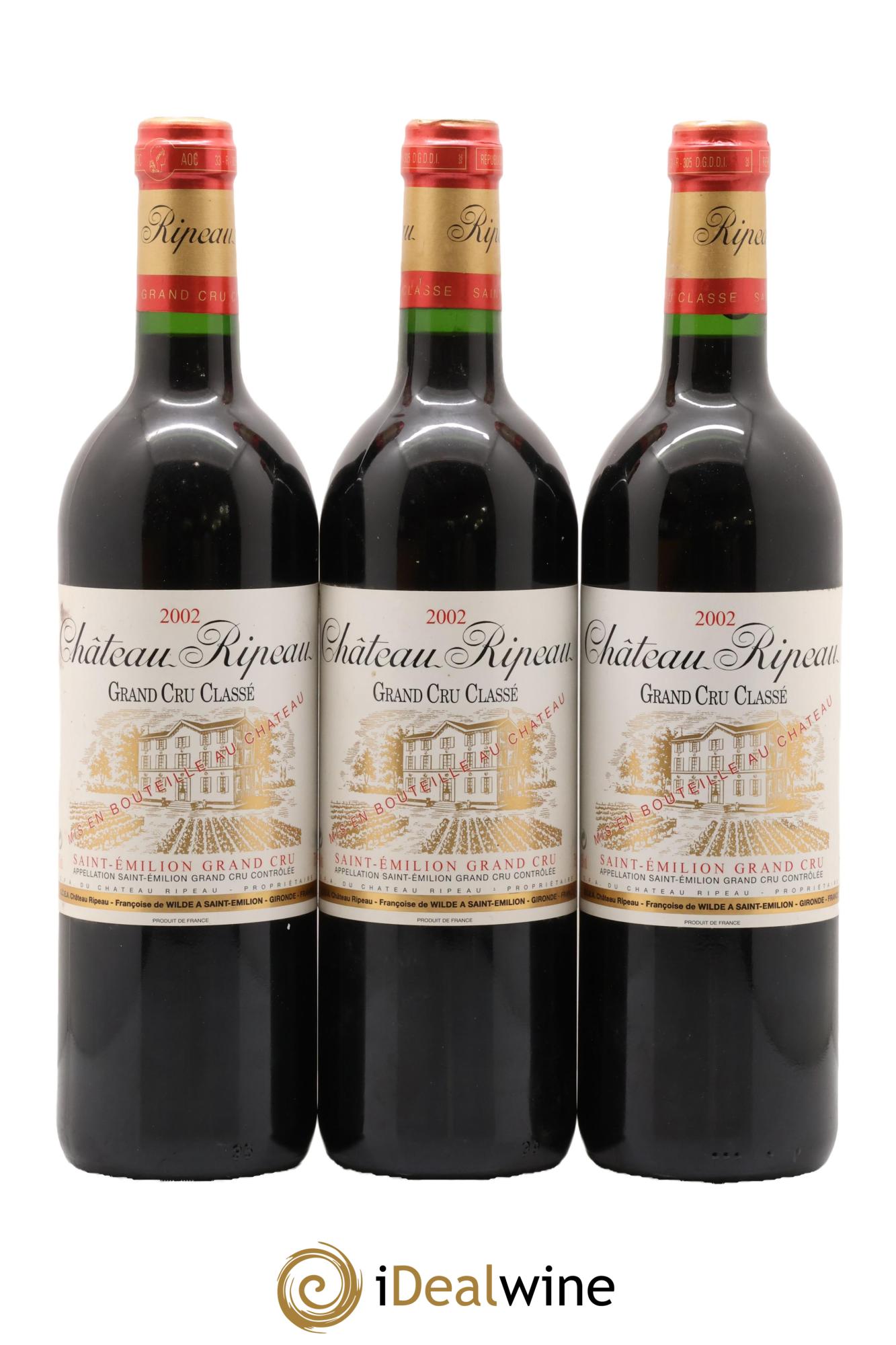 Château Ripeau Grand Cru Classé 2002 - Lotto di 3 bottiglie - 0