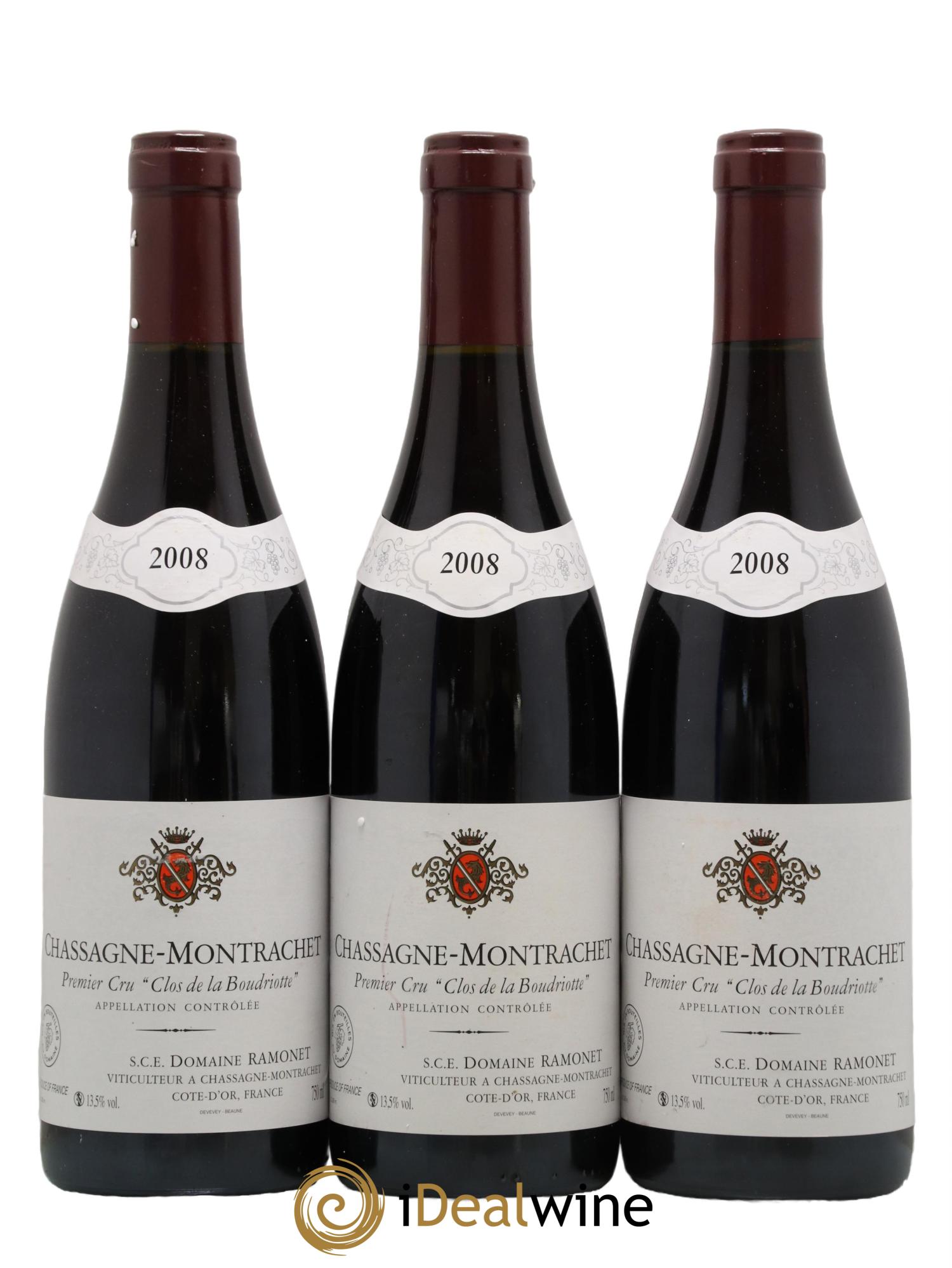 Chassagne-Montrachet 1er Cru Clos de la Boudriotte Ramonet (Domaine) 2008 - Lot de 3 bouteilles - 0
