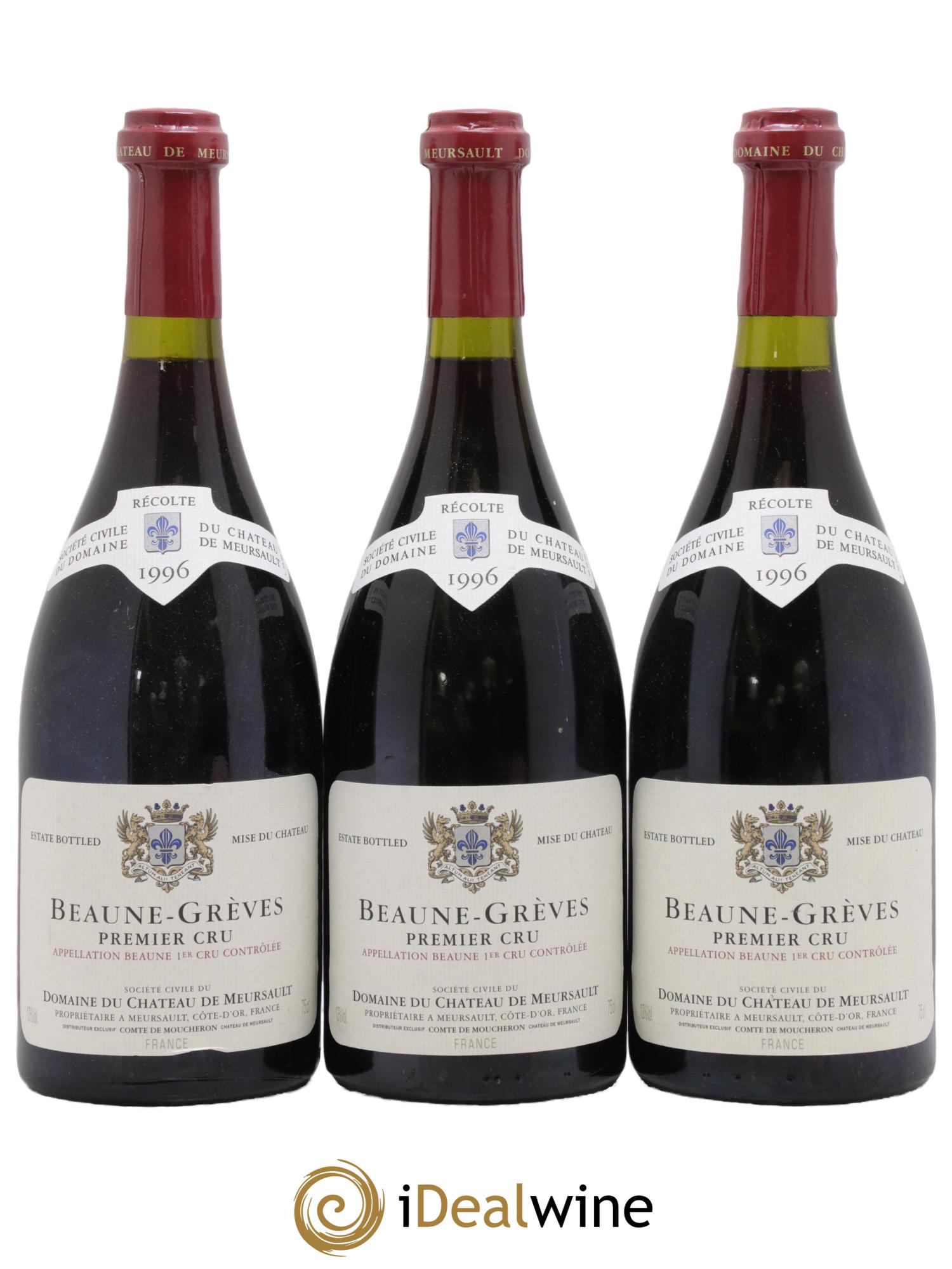 Beaune 1er Cru Grèves Château de Meursault 1996 - Lot de 3 bouteilles - 0