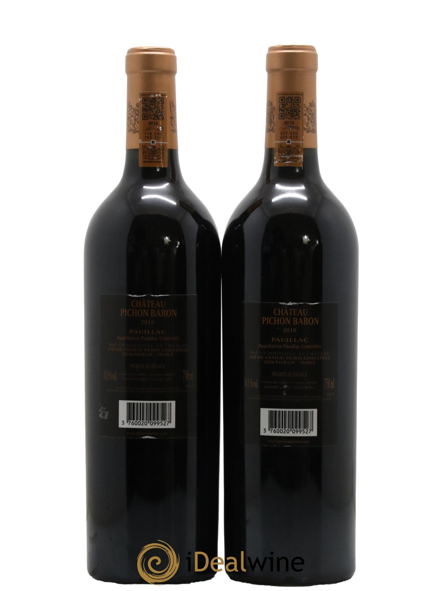 Pichon Longueville Baron 2ème Grand Cru Classé 2018 - Lot de 2 bouteilles - 1