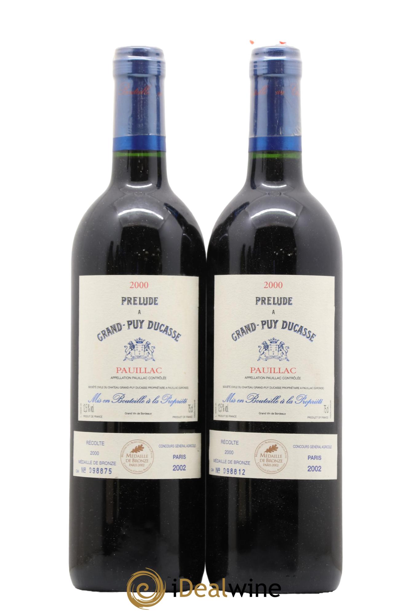 Prélude à Grand Puy Ducasse Second Vin 2000 - Lot of 2 bottles - 0