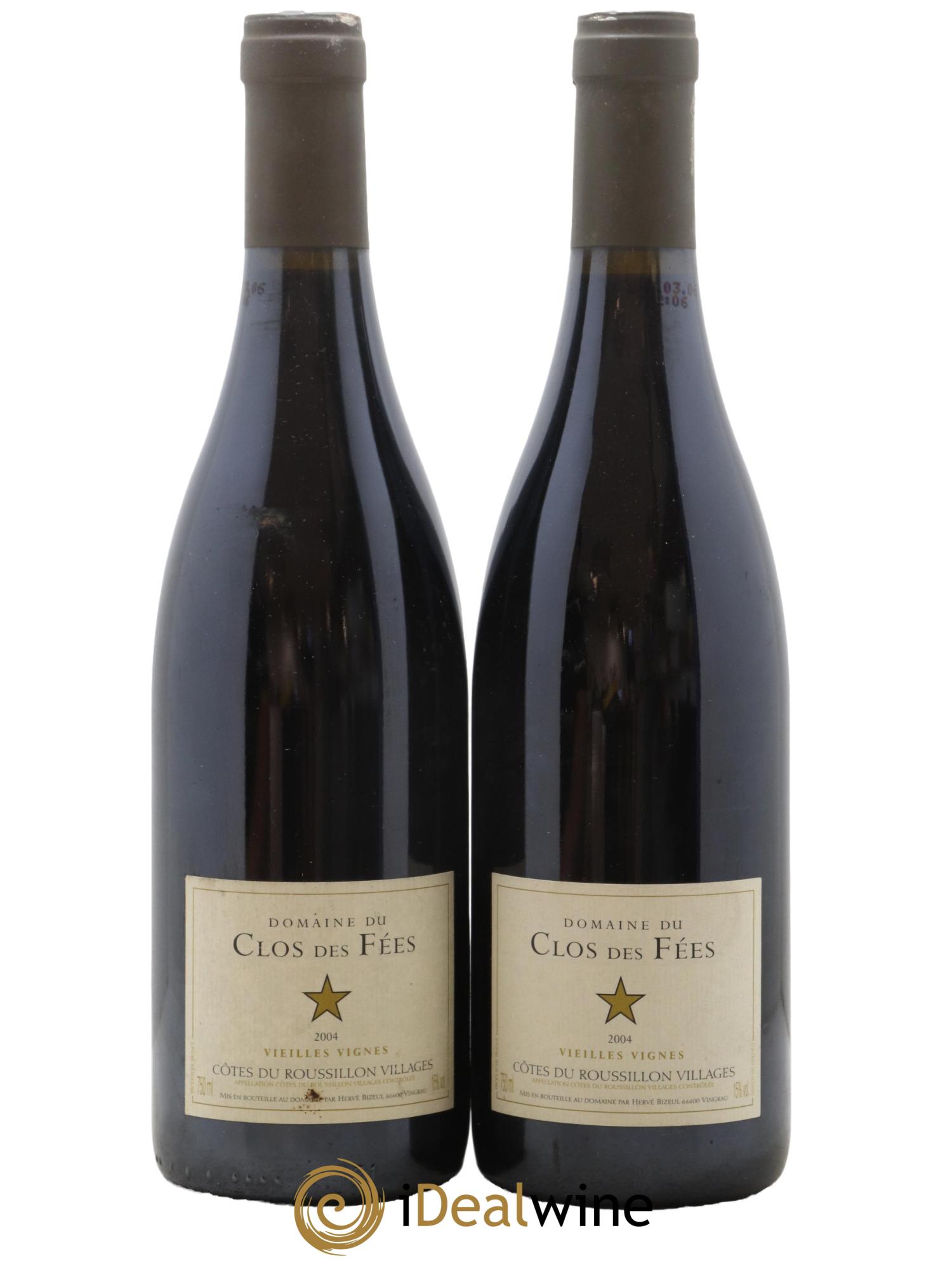 Côtes du Roussillon Villages Clos des Fées Vieilles vignes Hervé Bizeul 2004 - Lot de 2 bouteilles - 0