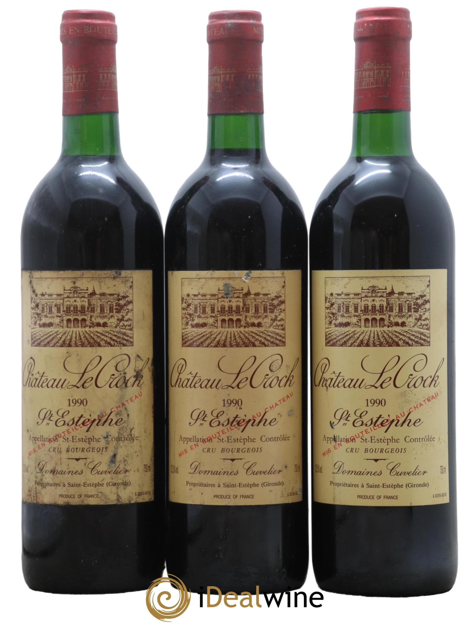 Château le Crock Cru Bourgeois 1990 - Lot de 3 bouteilles - 0