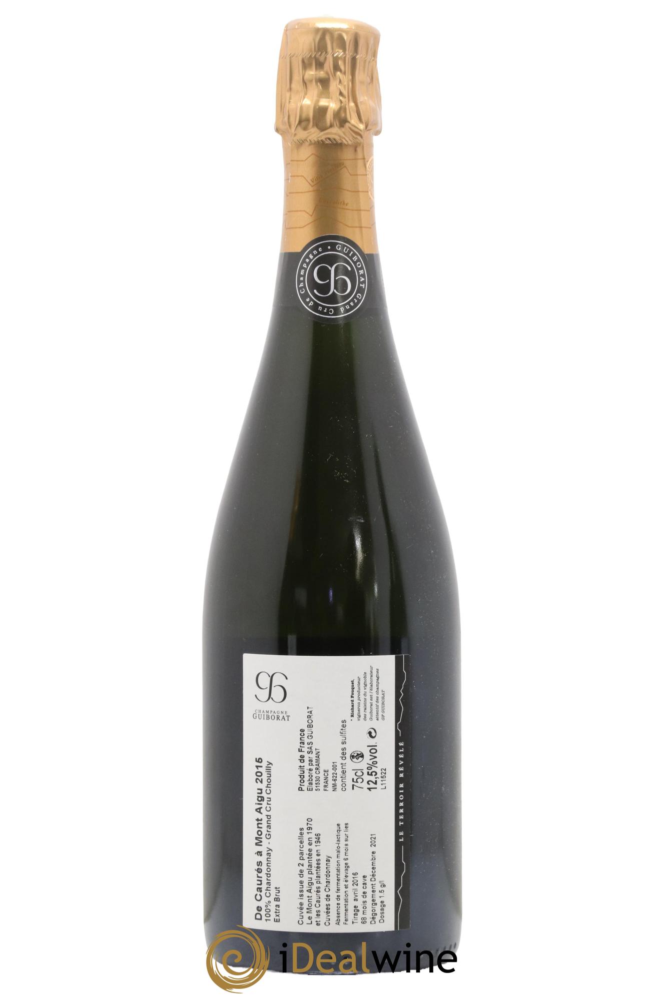 Blanc de Blancs Extra-Brut De Caurés à Mont-Aigü Guiborat 2015 - Lot de 1 bouteille - 1
