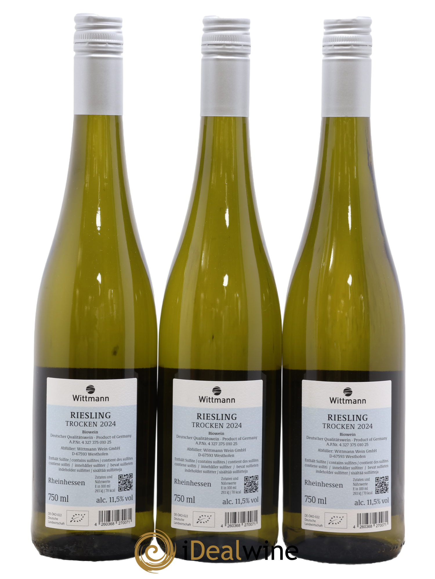 Allemagne Rheinhessen 100 Hugel Riesling Trocken Wittmann 2024 - Lot of 3 bottles - 1