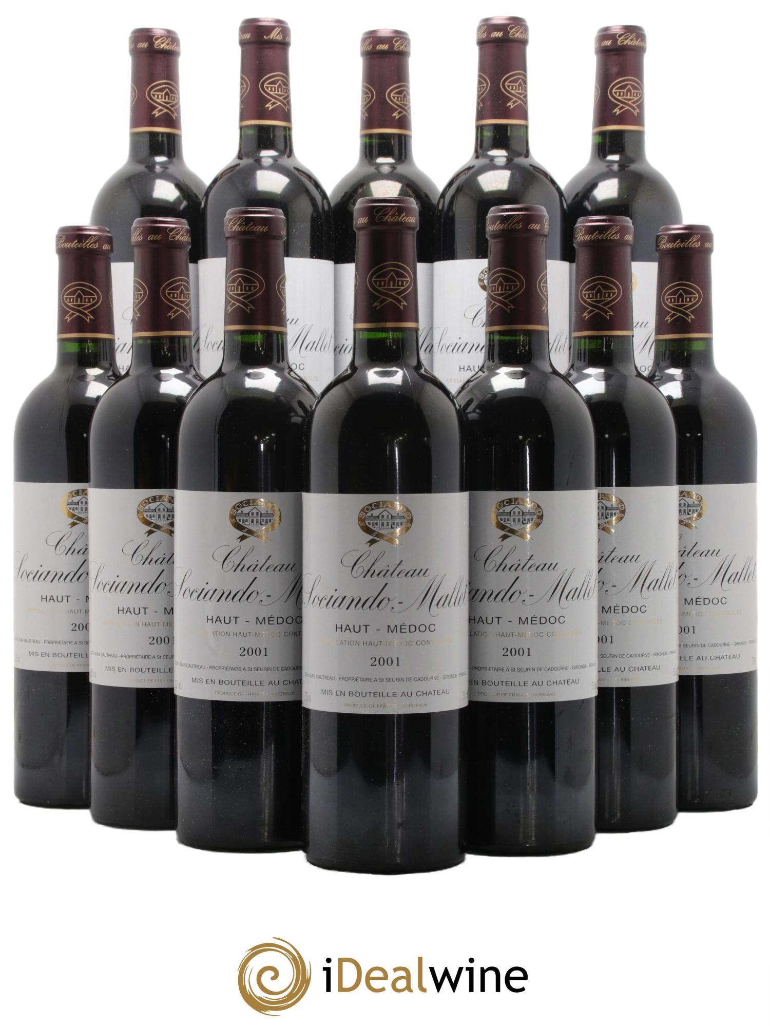 Château Sociando Mallet 2001 - Lot de 12 bouteilles - 0