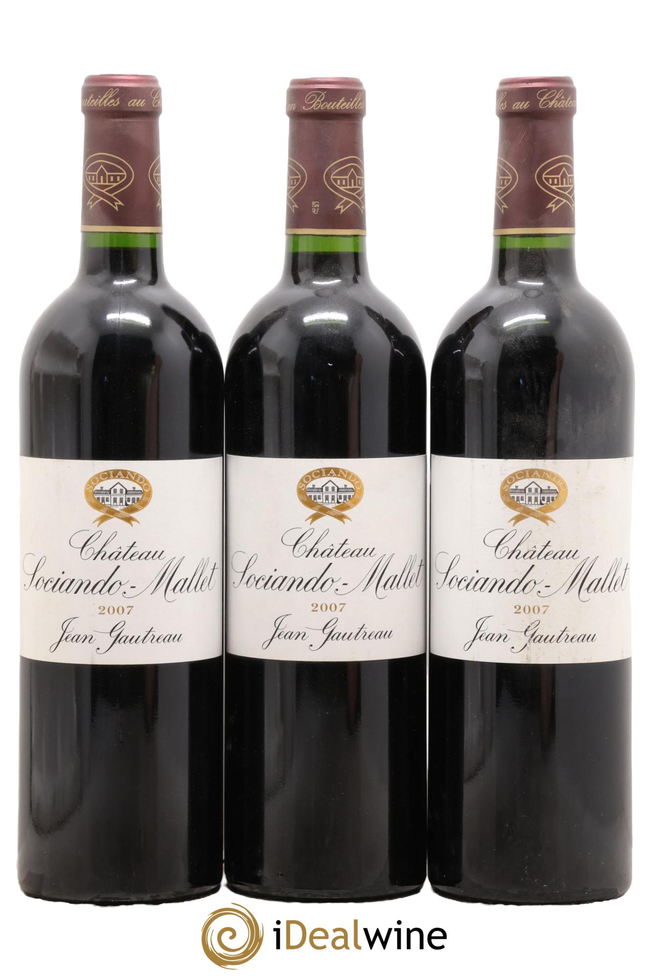 Château Sociando Mallet 2007 - Lot of 3 bottles - 0