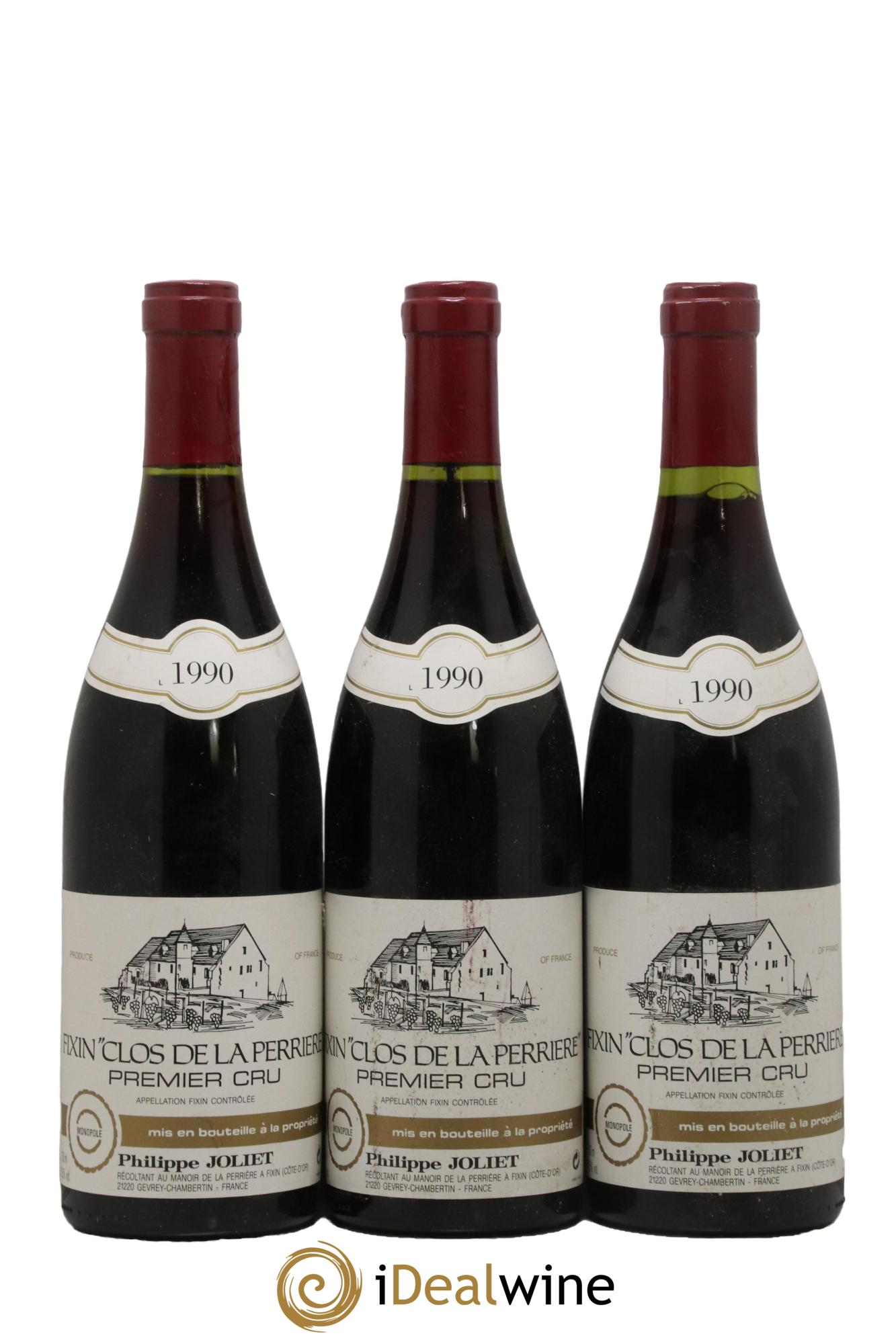 Fixin 1er Cru Clos de la Perrière Joliet Père & Fils (Domaine) 1990 - Lot of 3 bottles - 0