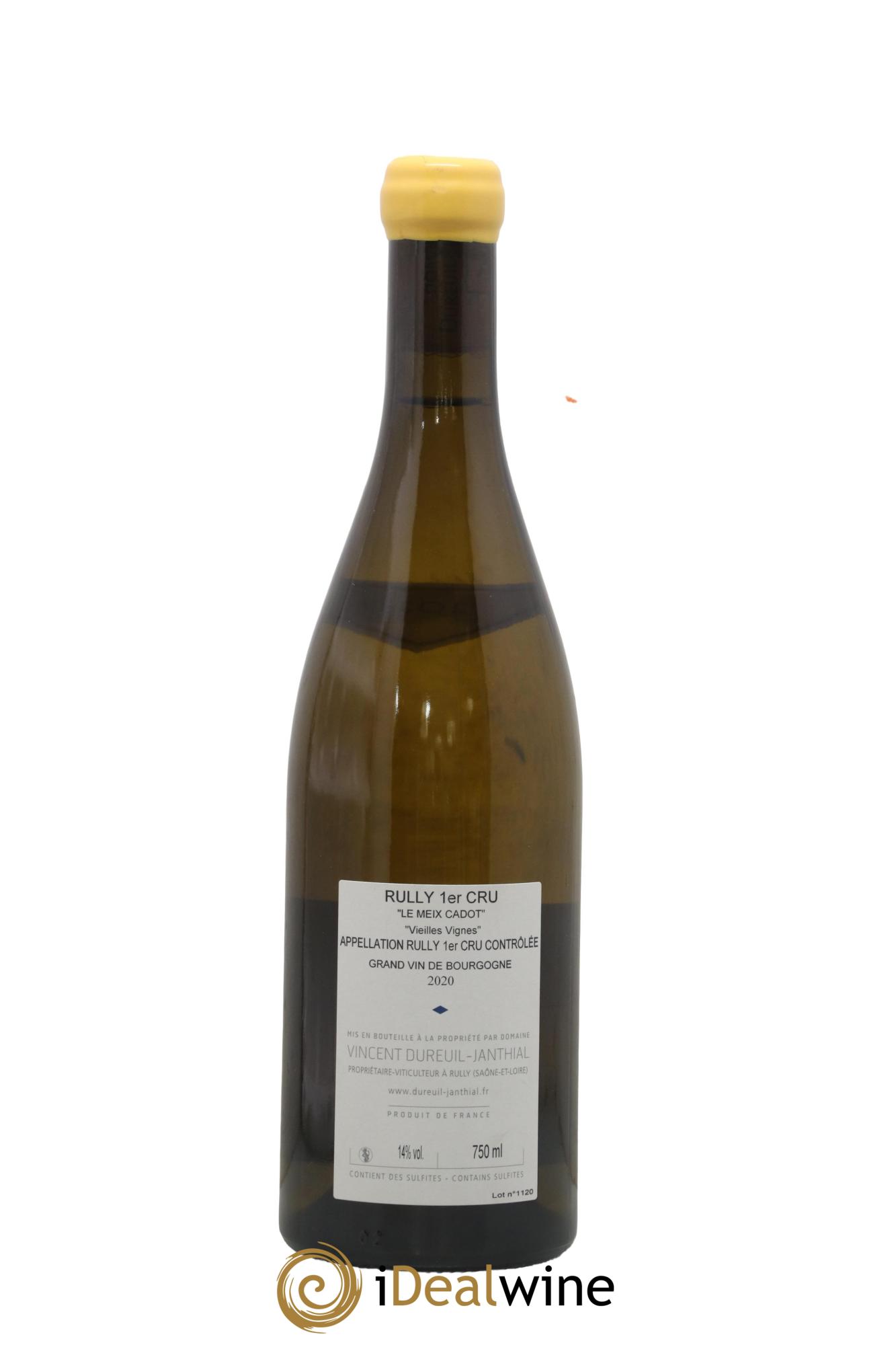 Rully 1er Cru Le Meix Cadot Vieilles Vignes Vincent Dureuil-Janthial 2020 - Lot de 1 bouteille - 1