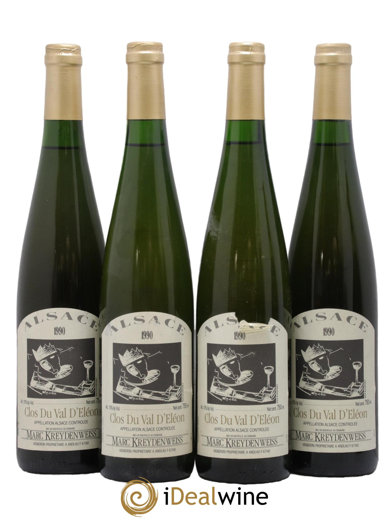 Alsace Clos du Val d'Eléon Marc Kreydenweiss 1990 - Lot de 4 bouteilles - 0