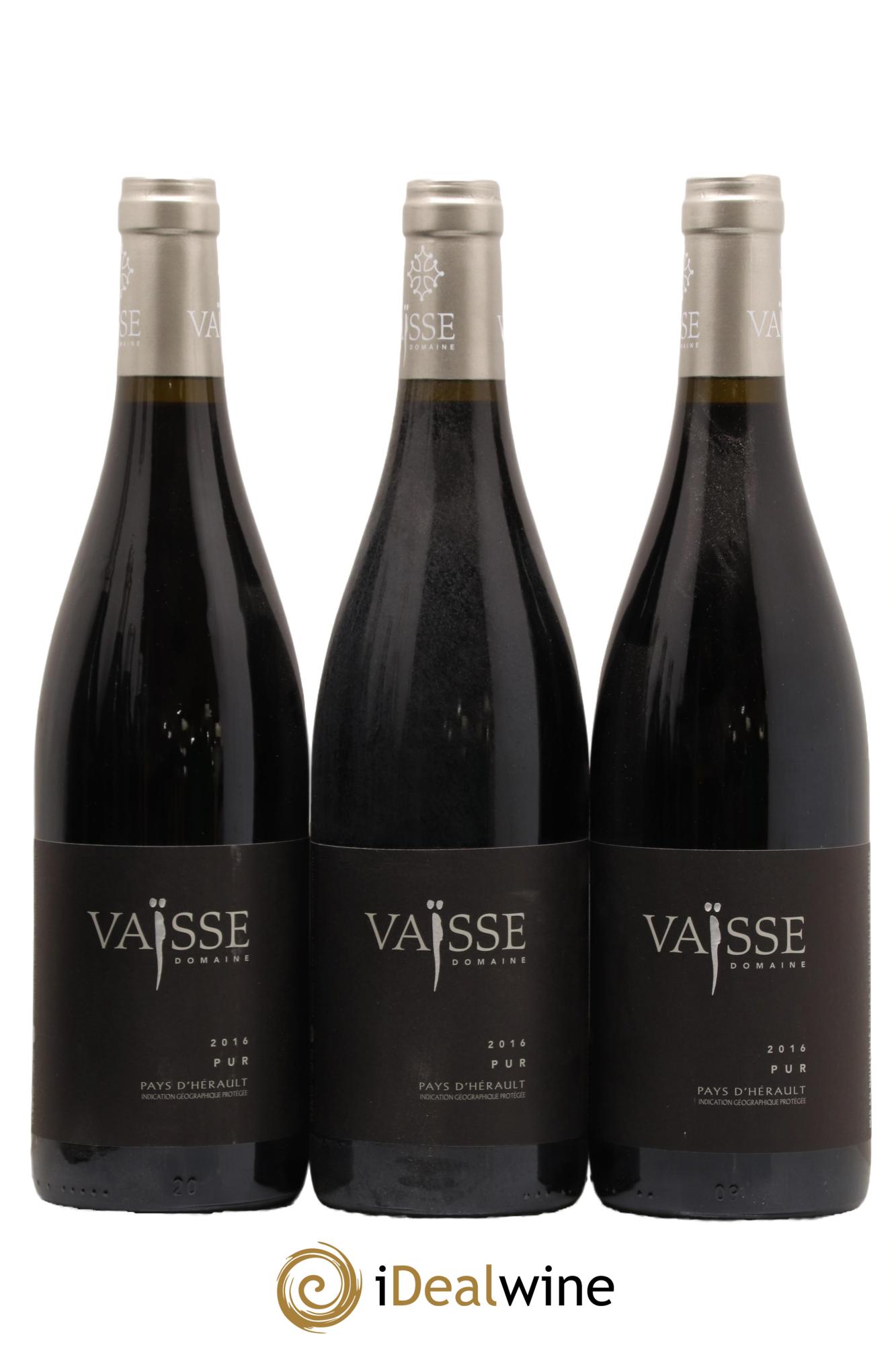 Pays d'Hérault Pur Vaisse (Domaine) 2016 - Lot de 3 bouteilles - 0