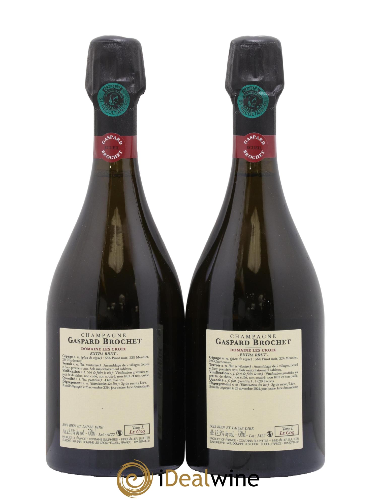Champagne Tome I Le Coq Gaspard Brochet - Lot de 2 bouteilles - 1