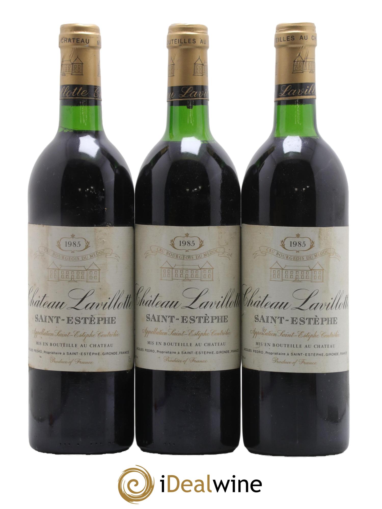 Saint-Estèphe Château Lavillotte 1985 - Lot de 3 bouteilles - 0