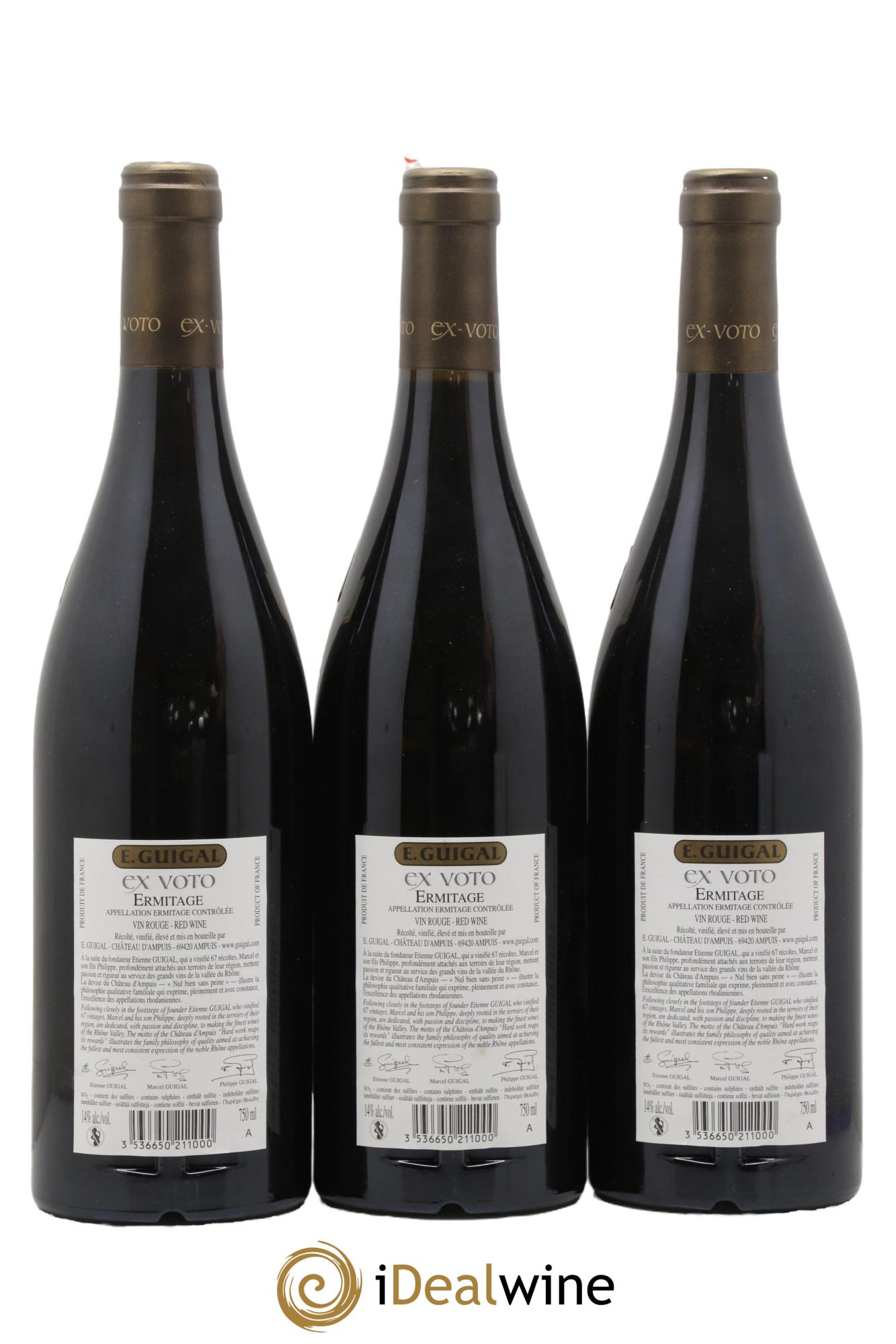 Ermitage Ex Voto Guigal 2015 - Lot of 3 bottles - 1
