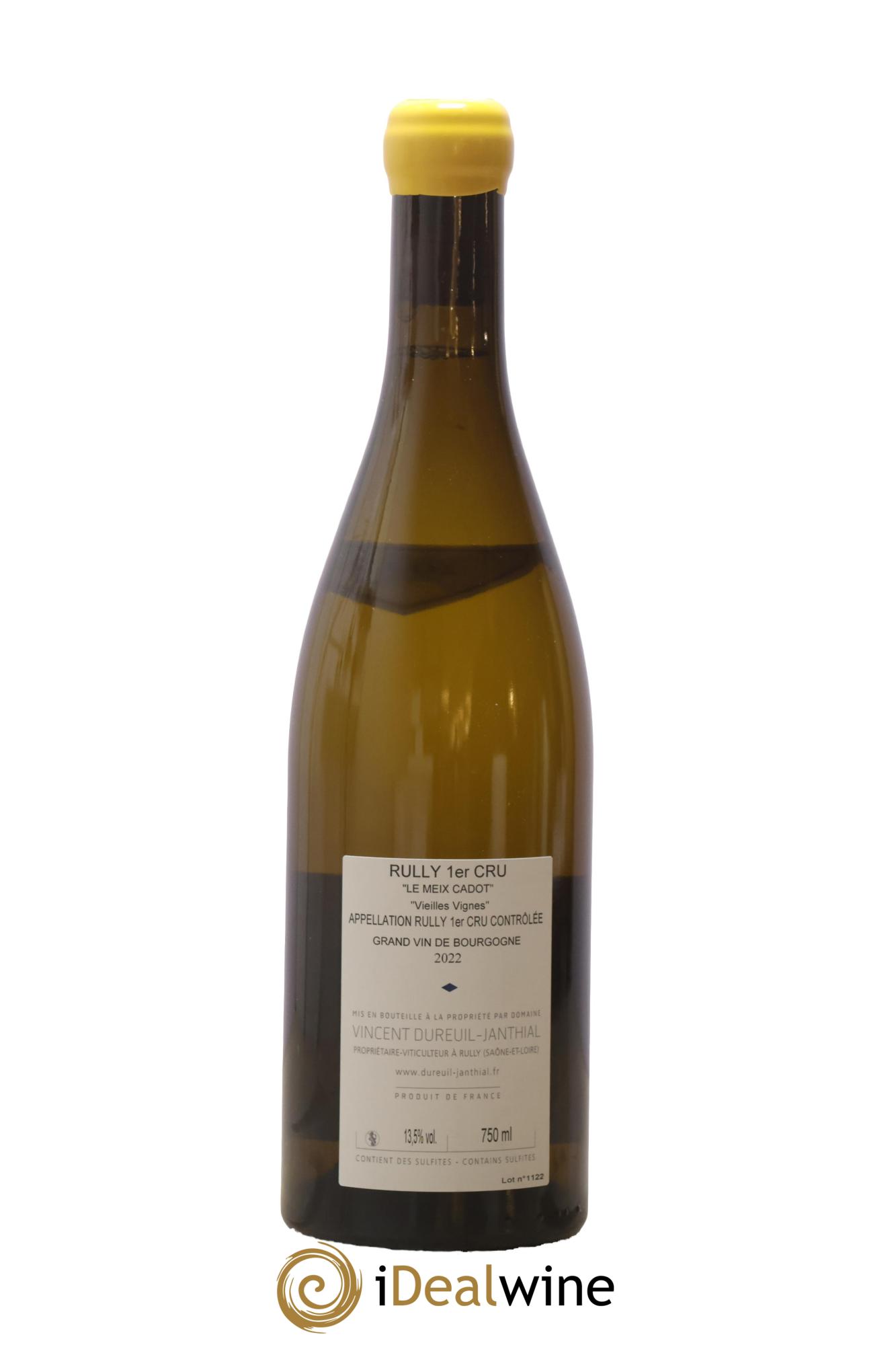 Rully 1er Cru Le Meix Cadot Vieilles Vignes Vincent Dureuil-Janthial 2022 - Lot of 1 bottle - 1