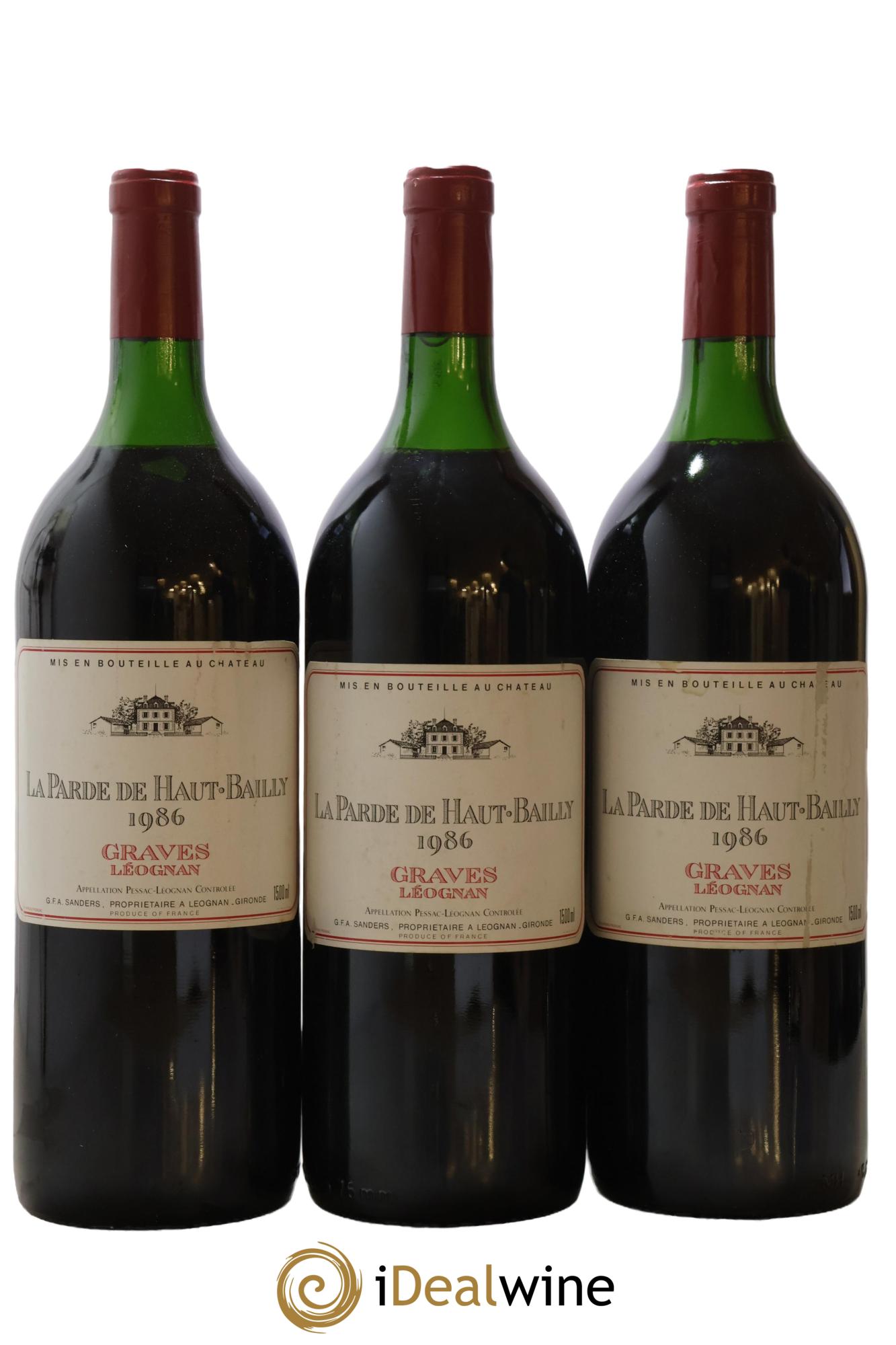 Haut Bailly II (Anciennement La Parde de Haut-Bailly) Second Vin 1986 - Lot de 3 magnums - 0