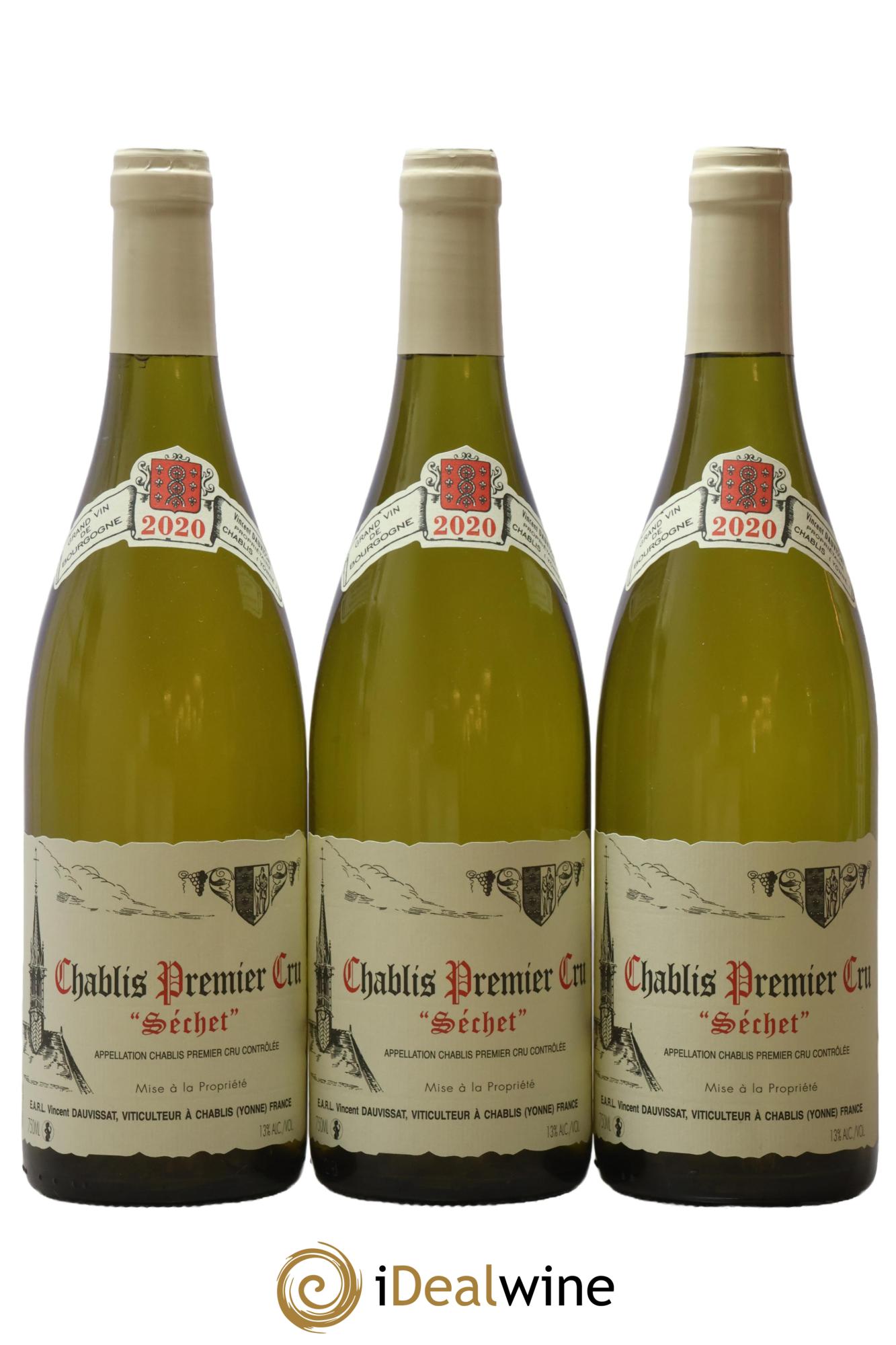 Chablis 1er Cru Séchet Vincent Dauvissat (Domaine) 2020 - Lotto di 3 bottiglie - 0