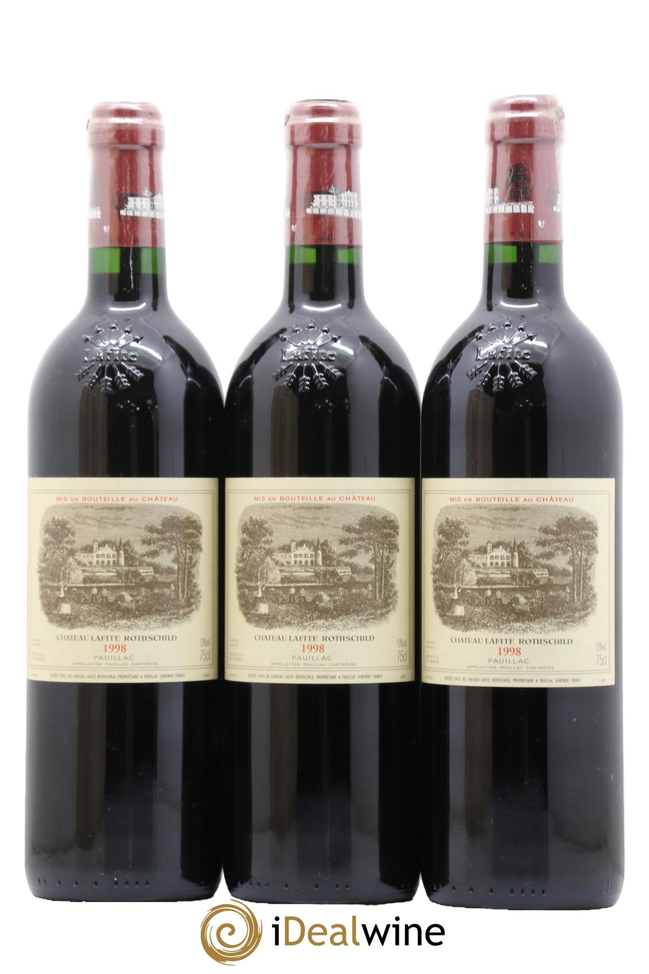 Château Lafite Rothschild 1er Grand Cru Classé 1998 - Lot de 3 bouteilles - 1