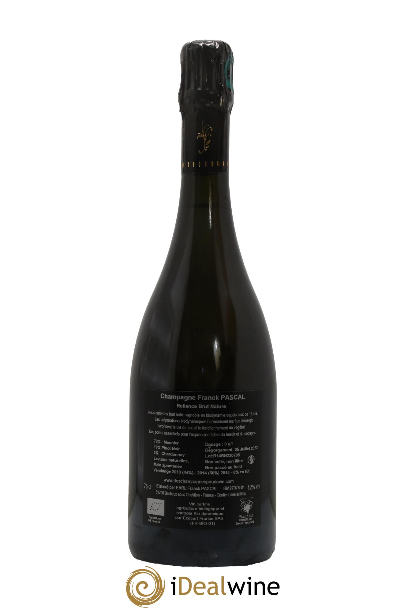 Reliance Brut Franck Pascal - Lot of 1 bottle - 1