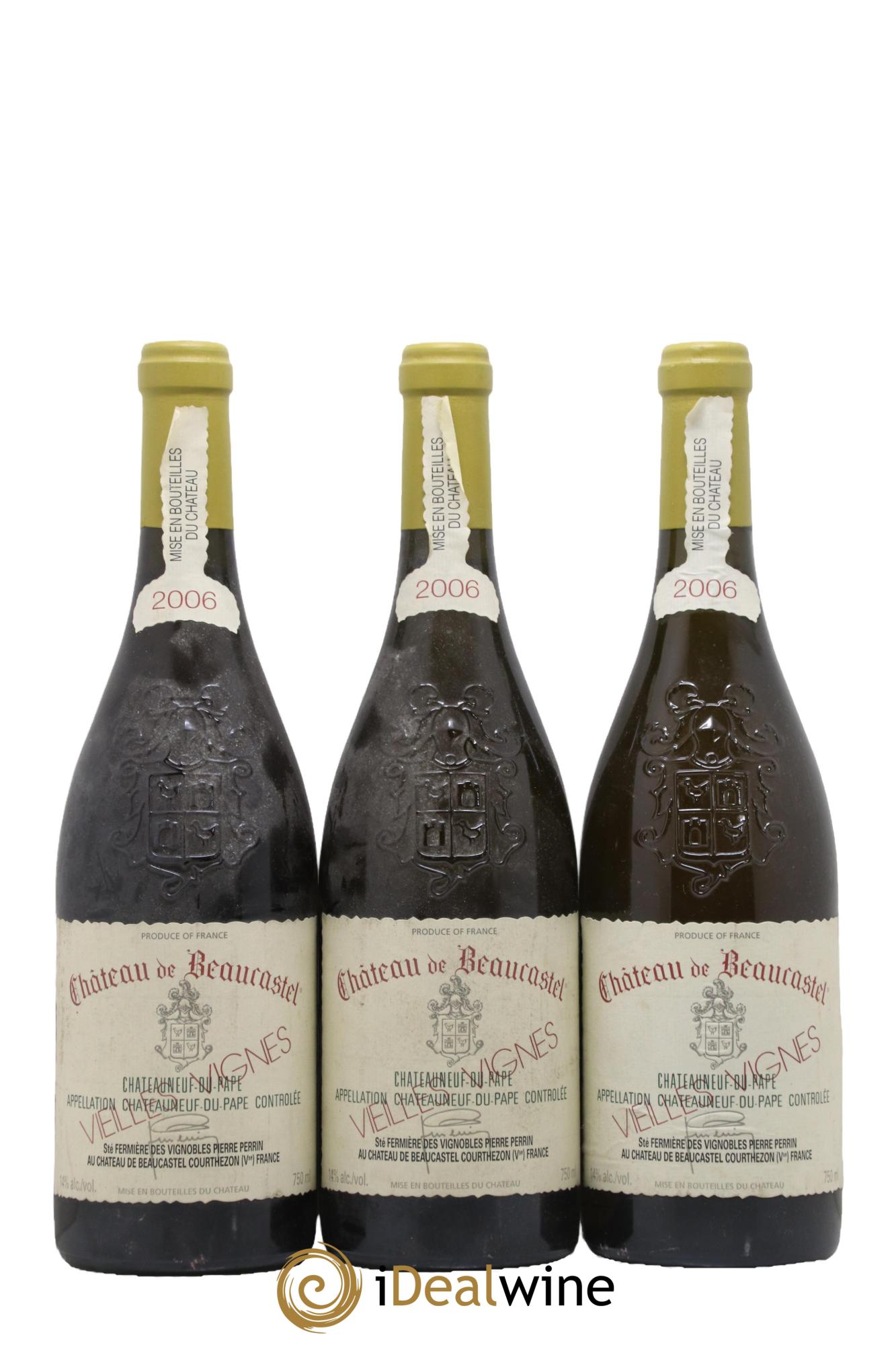 Châteauneuf-du-Pape Château de Beaucastel Vieilles vignes Roussanne Famille Perrin 2006 - Lot de 3 bouteilles - 0