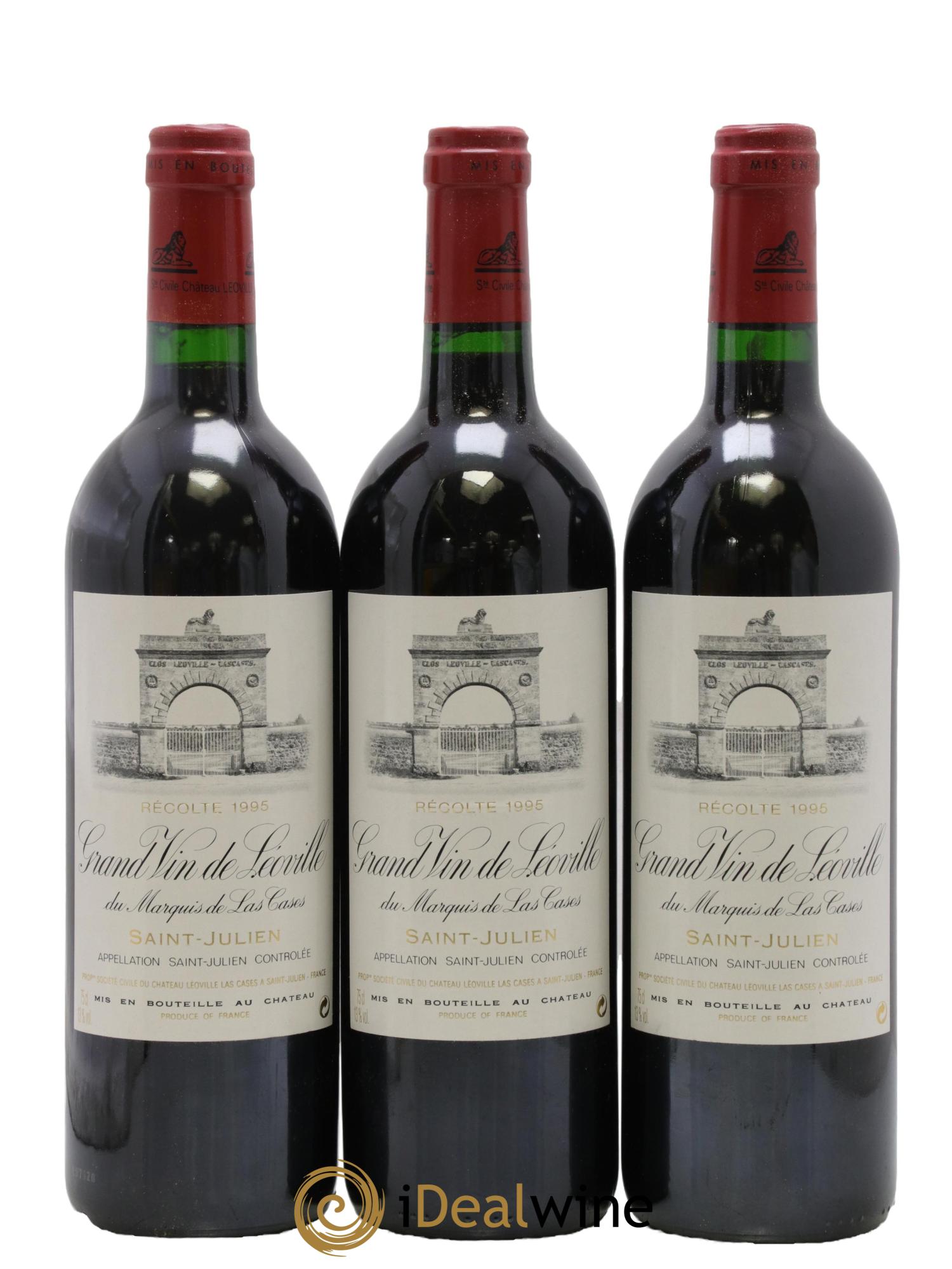 Château Léoville Las Cases 2ème Grand Cru Classé 1995 - Lotto di 3 bottiglie - 0