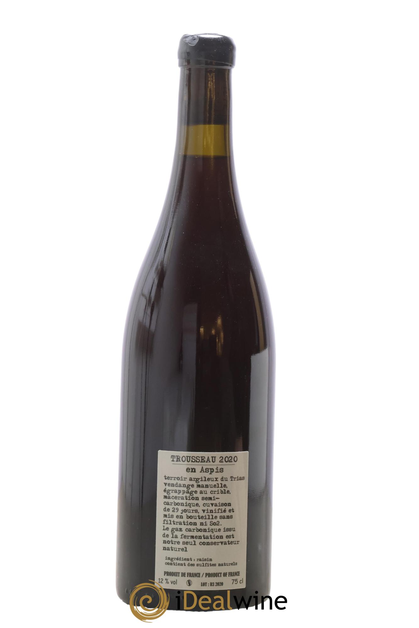 Arbois-Pupillin Trousseau En Aspis  Adeline Houillon & Renaud Bruyère 2020 - Lot of 1 bottle - 1