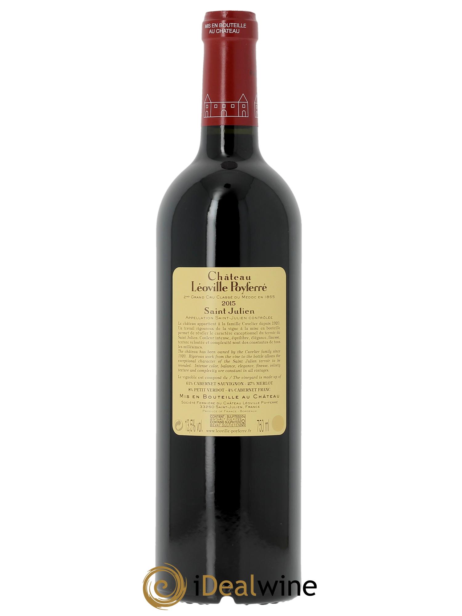 Château Léoville Poyferré 2ème Grand Cru Classé (CBO à partir de 6 bts) 2015 - Lot de 1 bouteille - 1