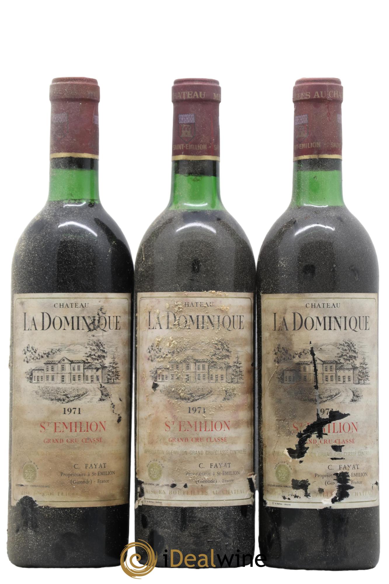 Château la Dominique Grand Cru Classé 1971 - Lot de 3 bouteilles - 0