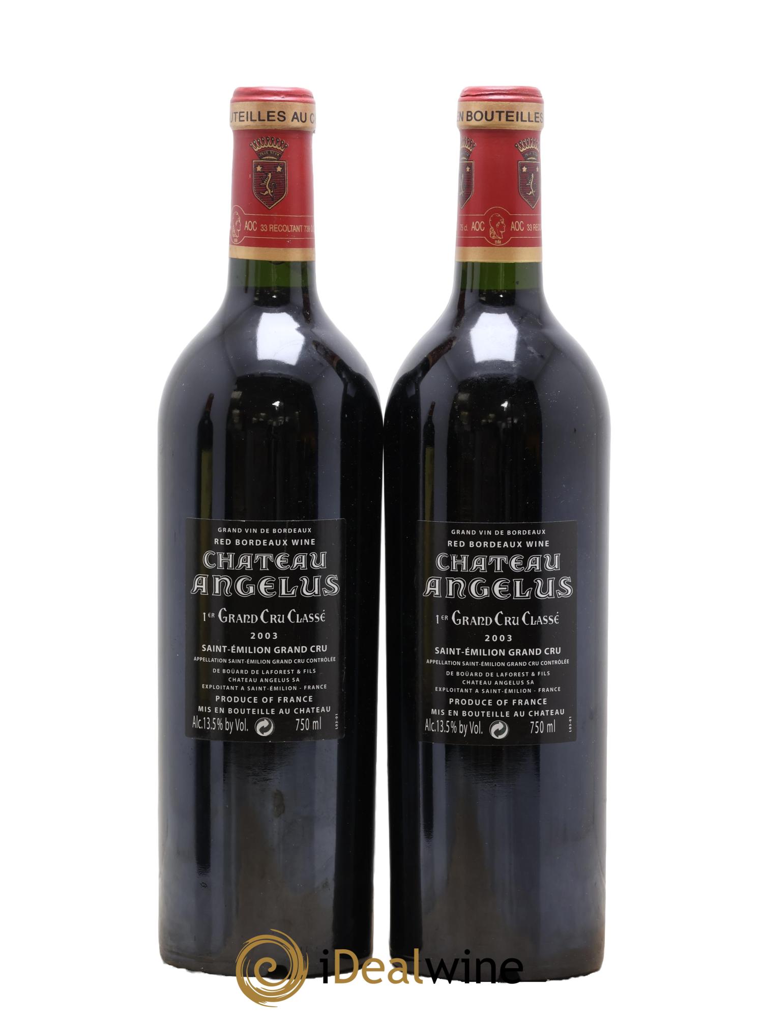 Château Angélus 1er Grand Cru Classé A 2003 - Lot of 2 bottles - 1