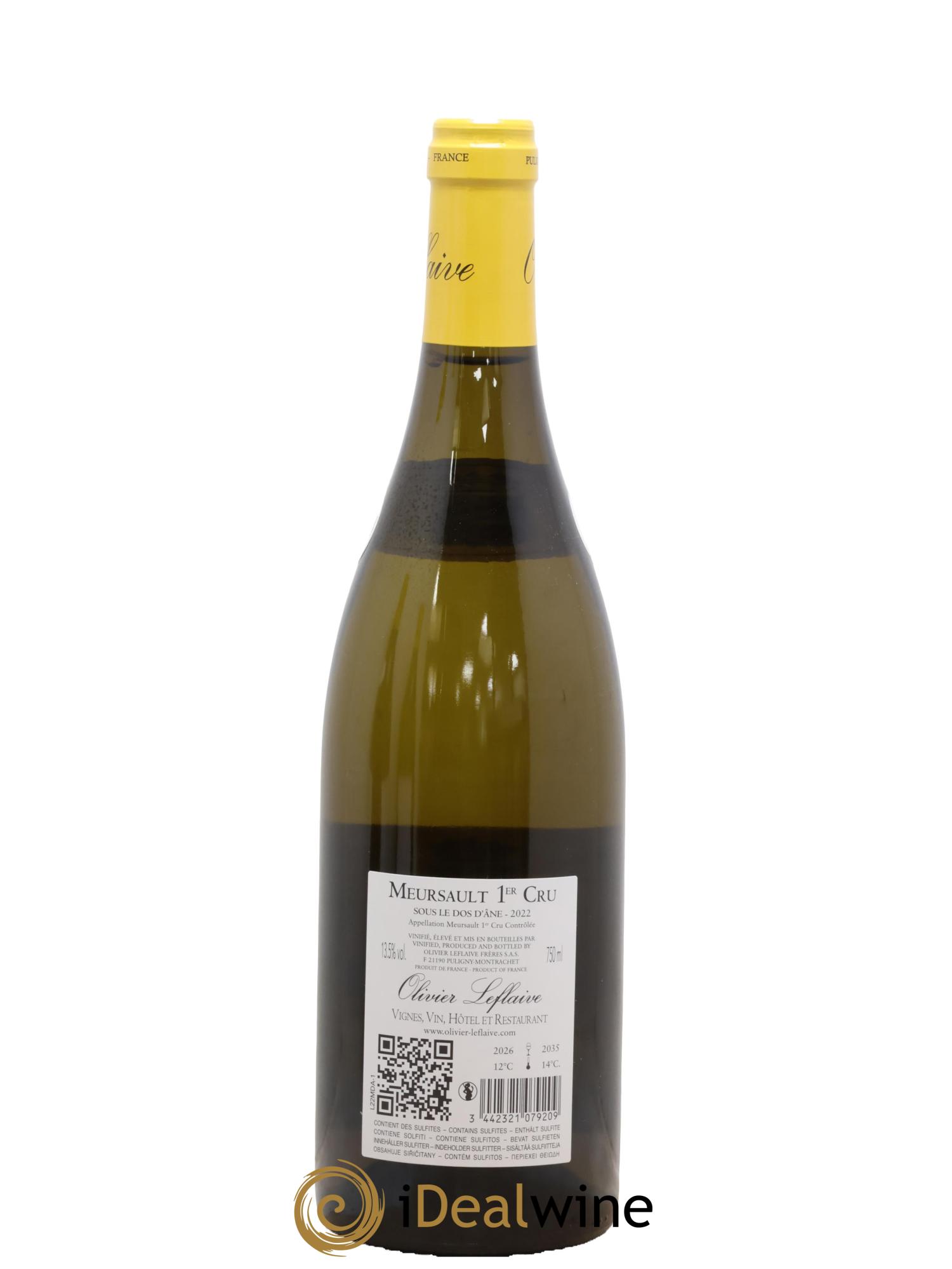 Meursault 1er Cru Sous le Dos d'Ane Olivier Leflaive 2022 - Lot of 1 bottle - 1