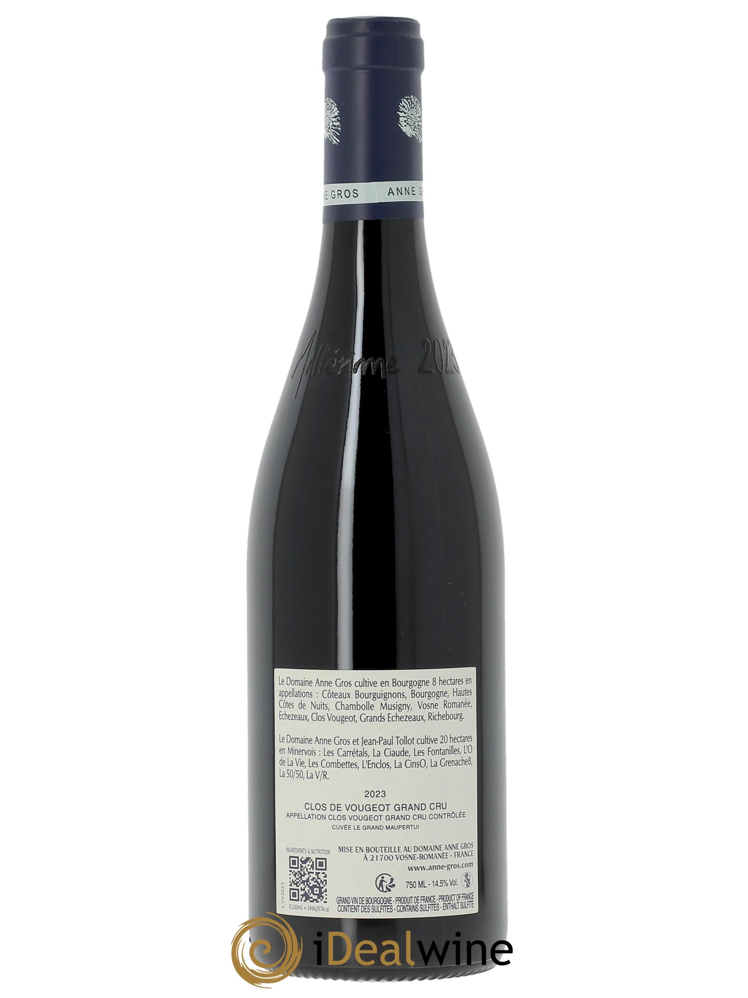 Clos de Vougeot Grand Cru Le Grand Maupertui Anne Gros  2023 - Lot de 1 bouteille - 1