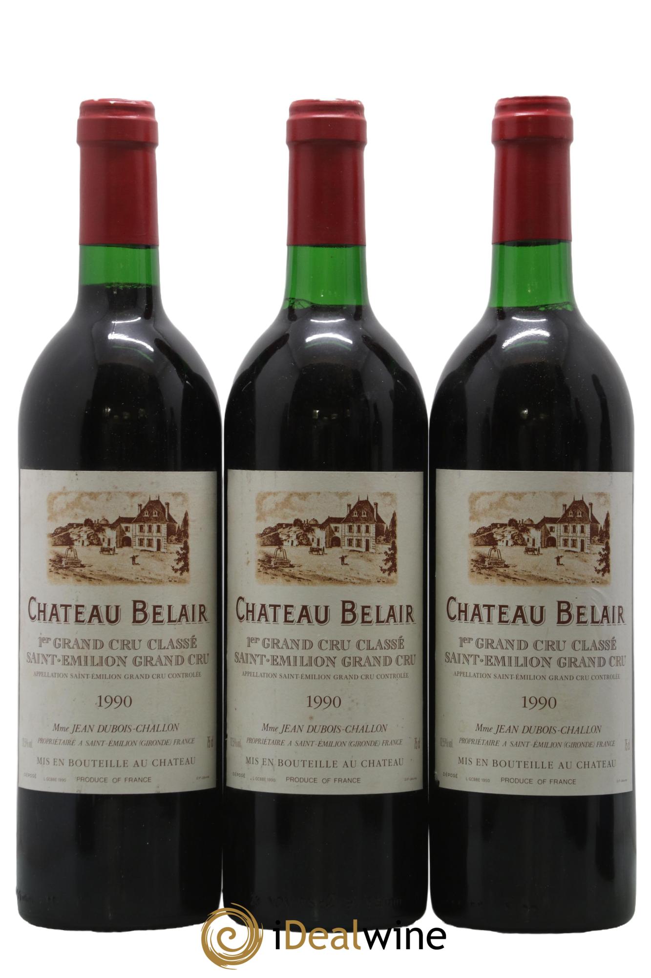 Château Belair (Belair-Monange) 1er Grand Cru Classé B 1990 - Lot of 3 bottles - 0