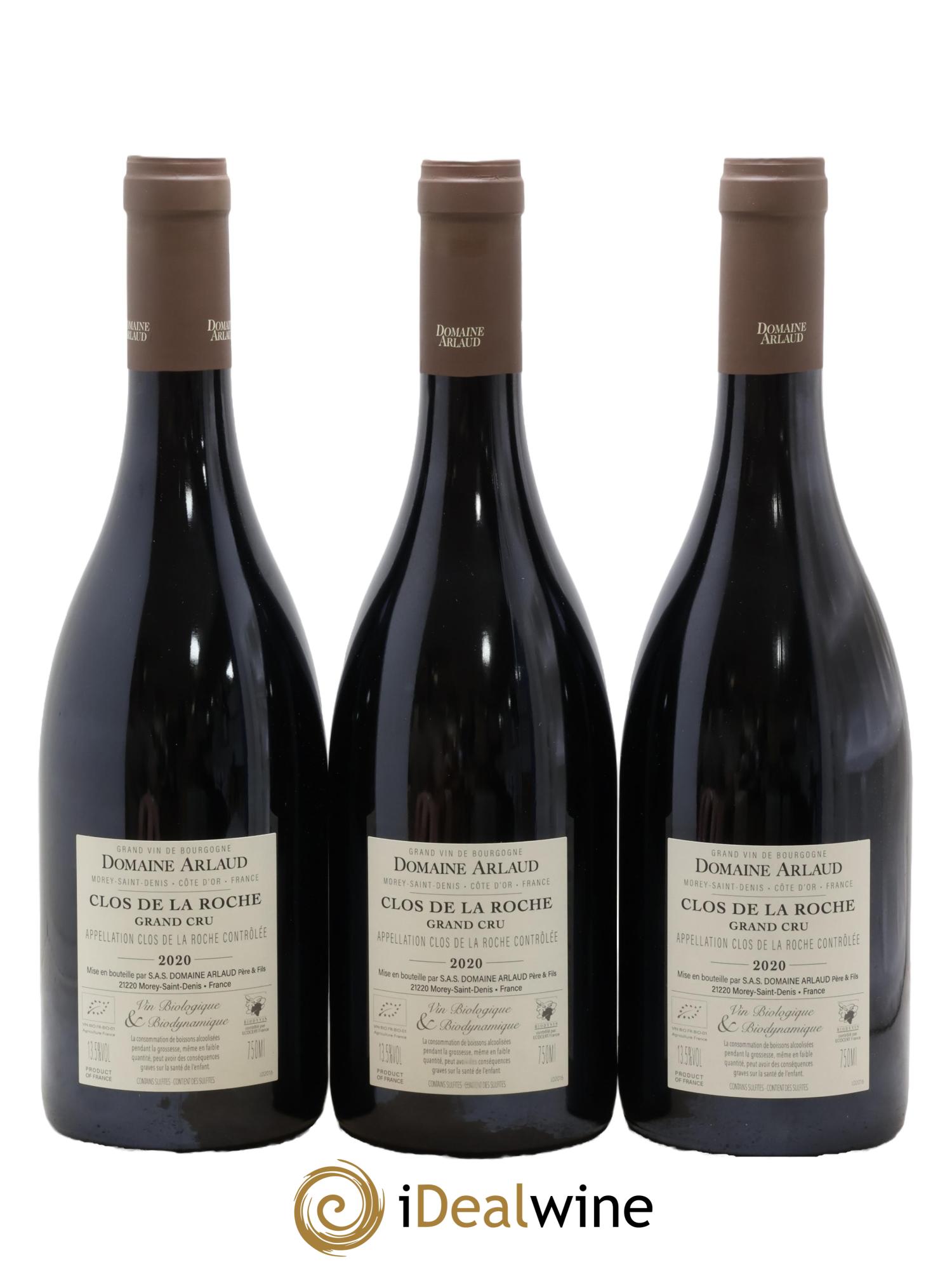 Clos de la Roche Grand Cru Arlaud 2020 - Lot of 3 bottles - 1
