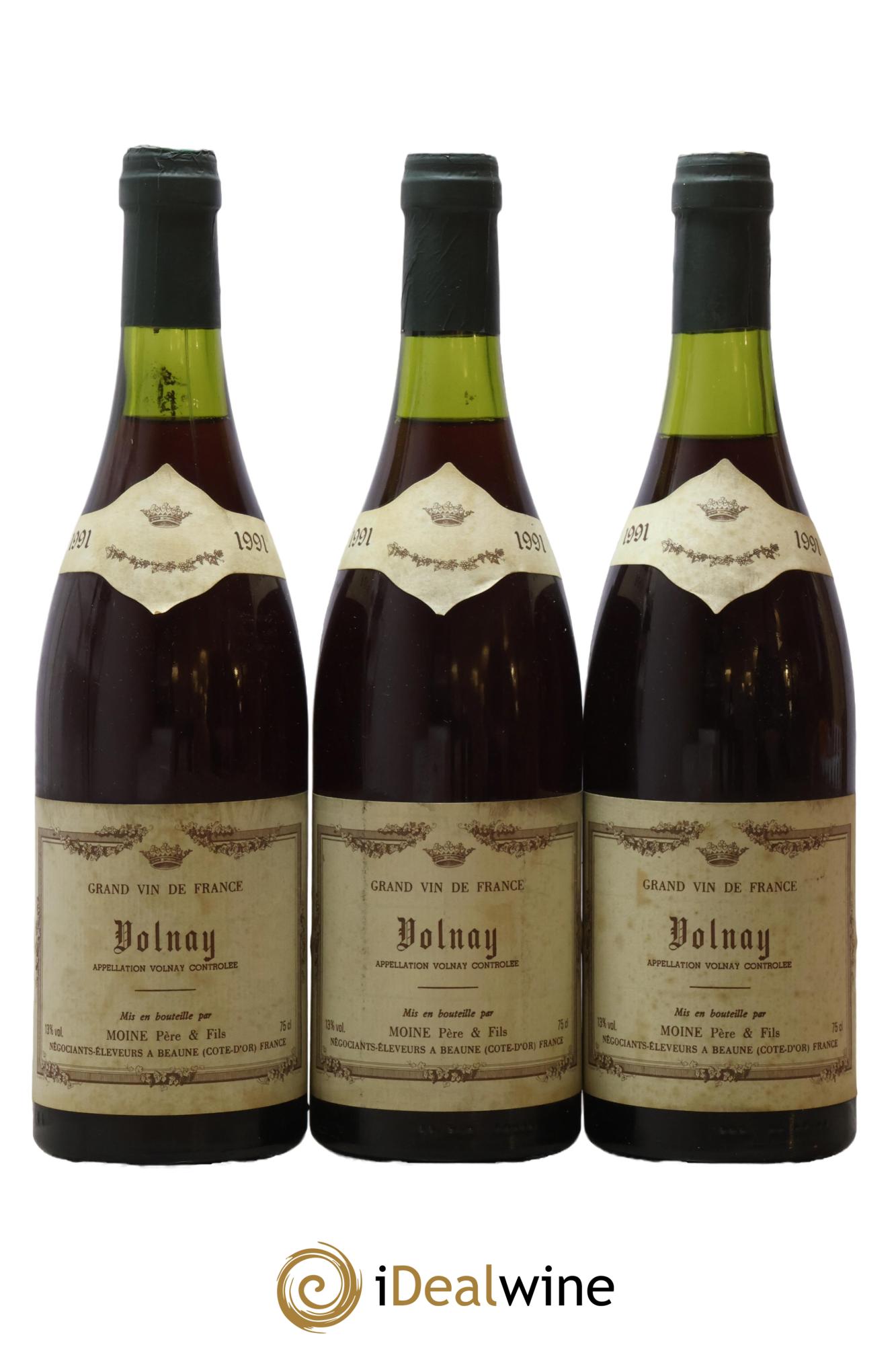 Volnay Moine Père et Fils 1991 - Lot of 3 bottles - 0
