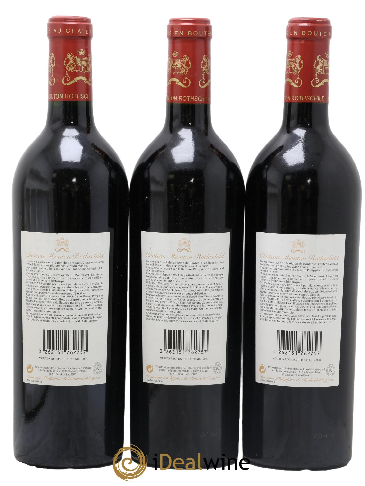 Château Mouton Rothschild 1er Grand Cru Classé 2004 - Lotto di 3 bottiglie - 1