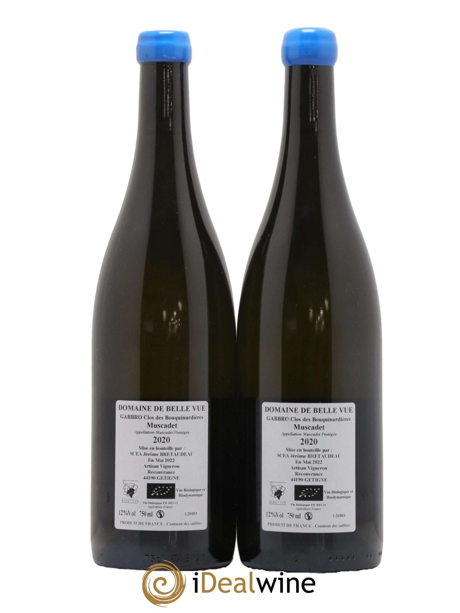 Muscadet-Sèvre-et-Maine Gabbro Clos des Bouquinardières Jérôme Bretaudeau - Domaine de Bellevue 2020 - Lot de 2 bouteilles - 1
