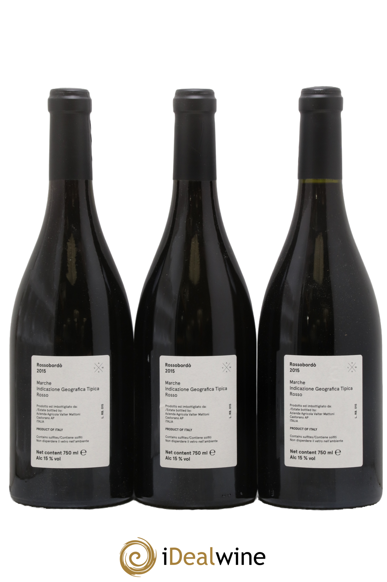 Italie IGT Marche - Rossobordo -  Valter Mattoni 2015 - Lot of 3 bottles - 1