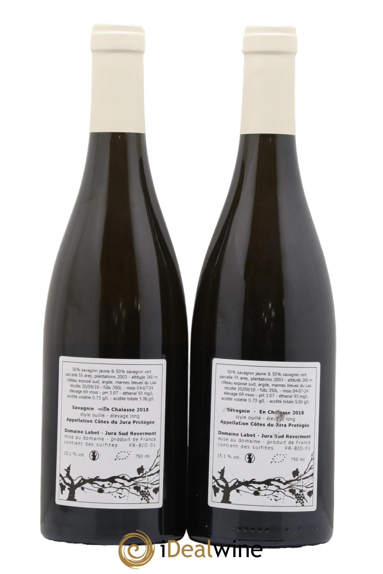 Côtes du Jura Savagnin en Chalasse Elevage Long Romain - Julien - Charline Labet 2018 - Lot de 2 bouteilles - 1