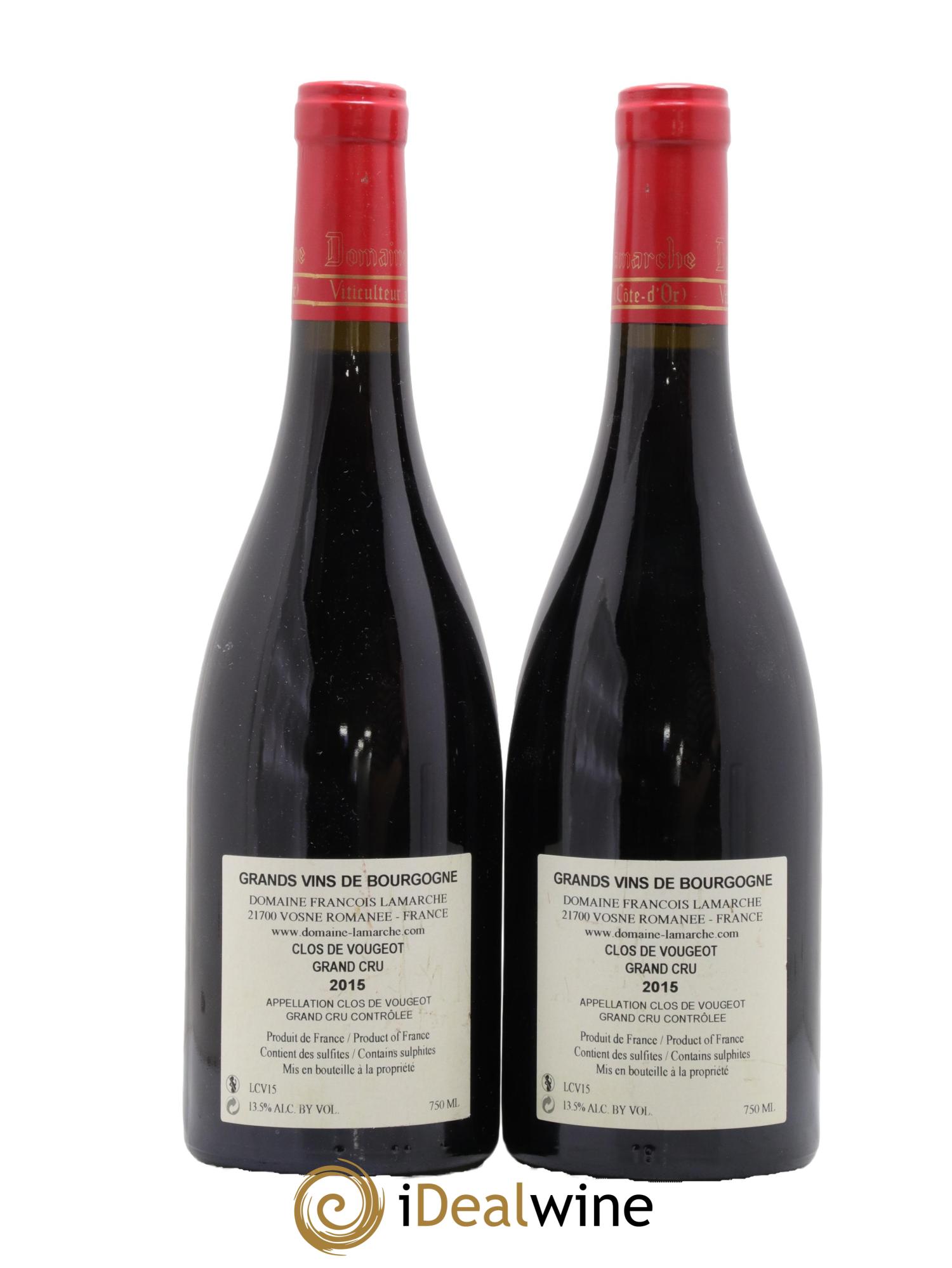 Clos de Vougeot Grand Cru Lamarche (Domaine)  2015 - Lot de 2 bouteilles - 1
