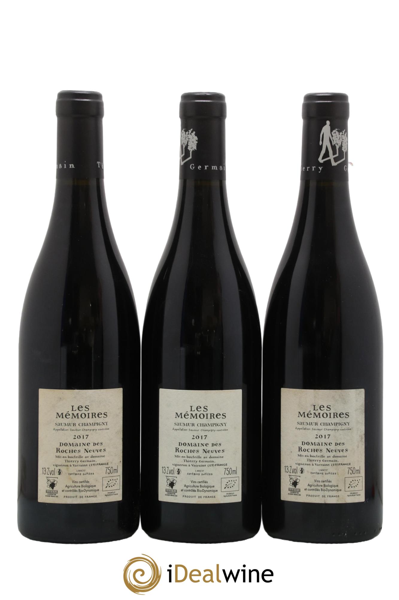 Saumur-Champigny Les Mémoires Domaine des Roches Neuves - Thierry Germain  2017 - Lot de 3 bouteilles - 1