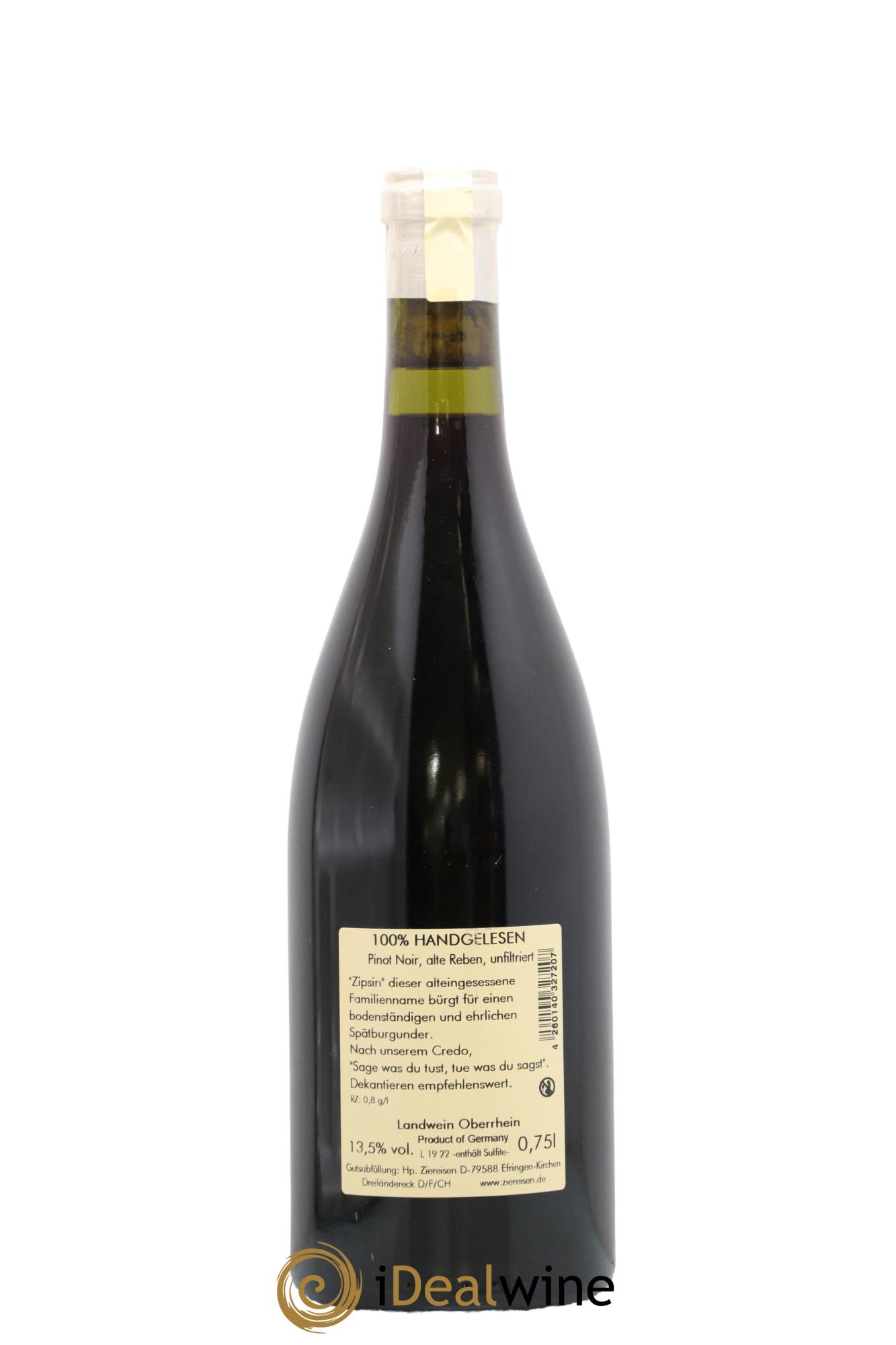 Allemagne Landwein Oberrhein Pinot Noir  Ziereisen Jaspis Zipsin 2020 - Lot de 1 bouteille - 1