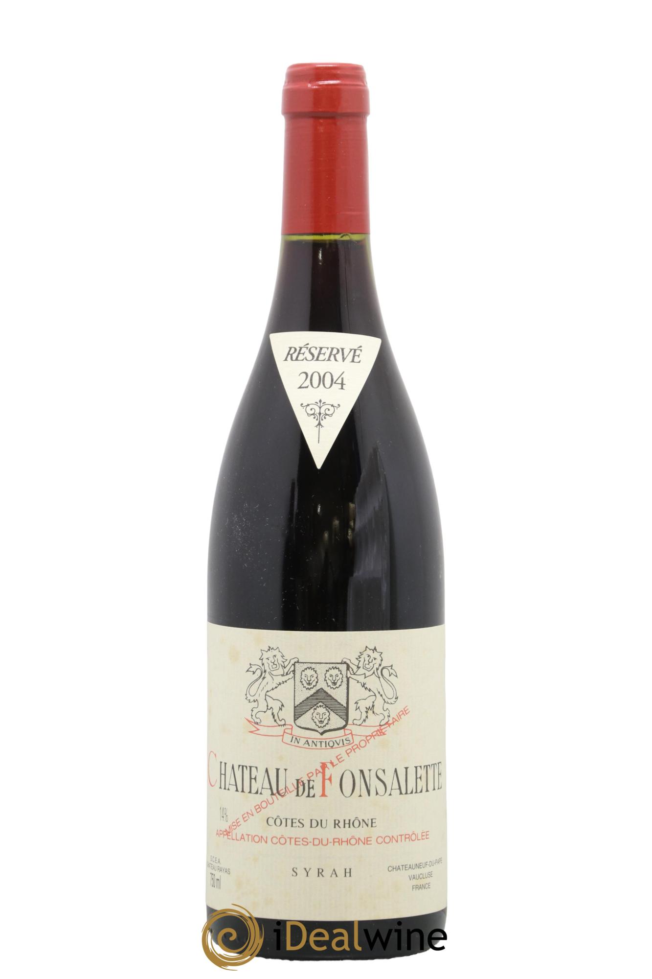 Côtes-du-Rhône Cuvée Syrah Château de Fonsalette 2004 - Lotto di 1 bottiglia - 0
