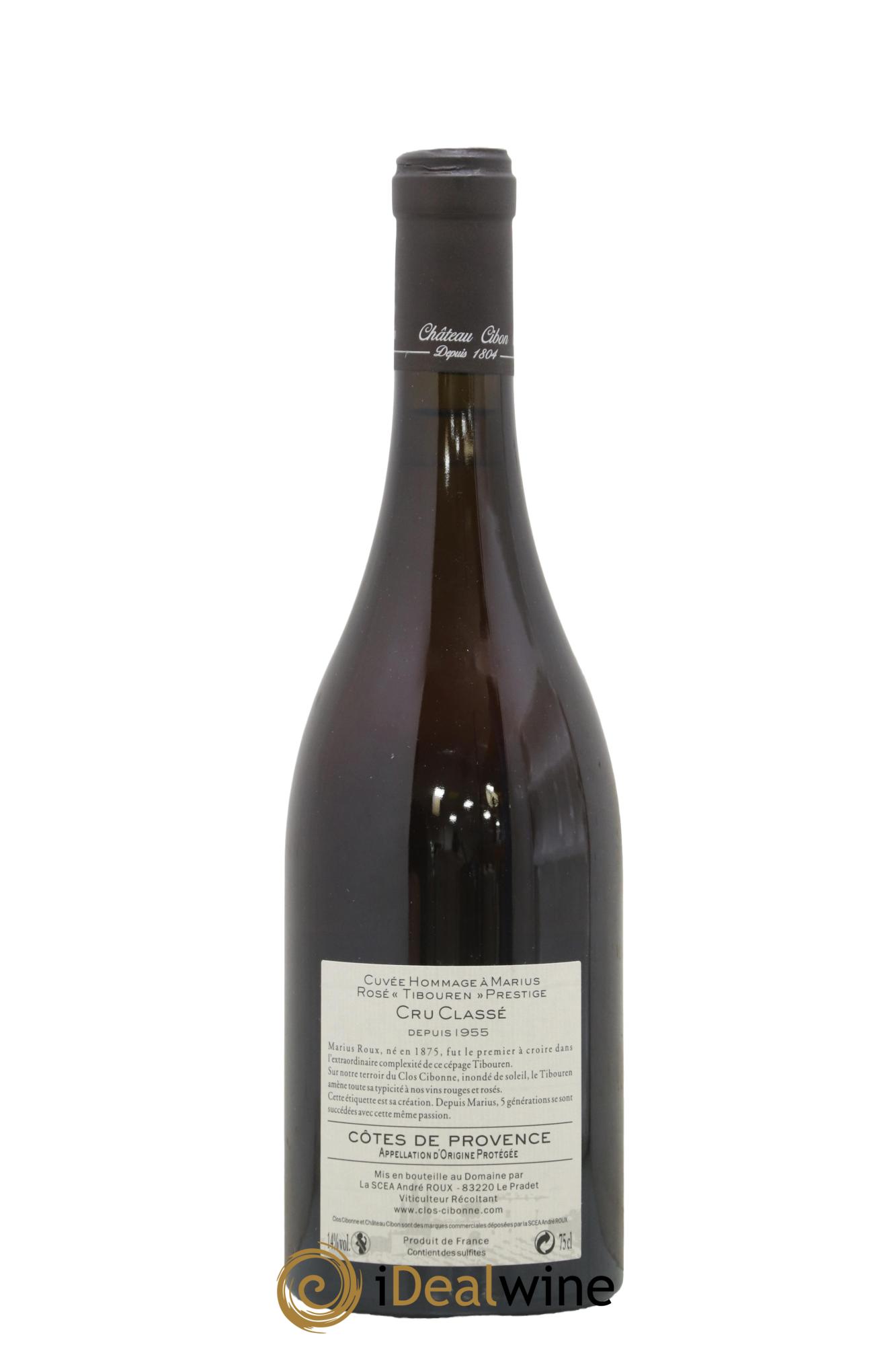 Côtes de Provence Cru Classé Clos Cibonne Cuvée Hommage à Marius 2018 - Posten von 1 Flasche - 1