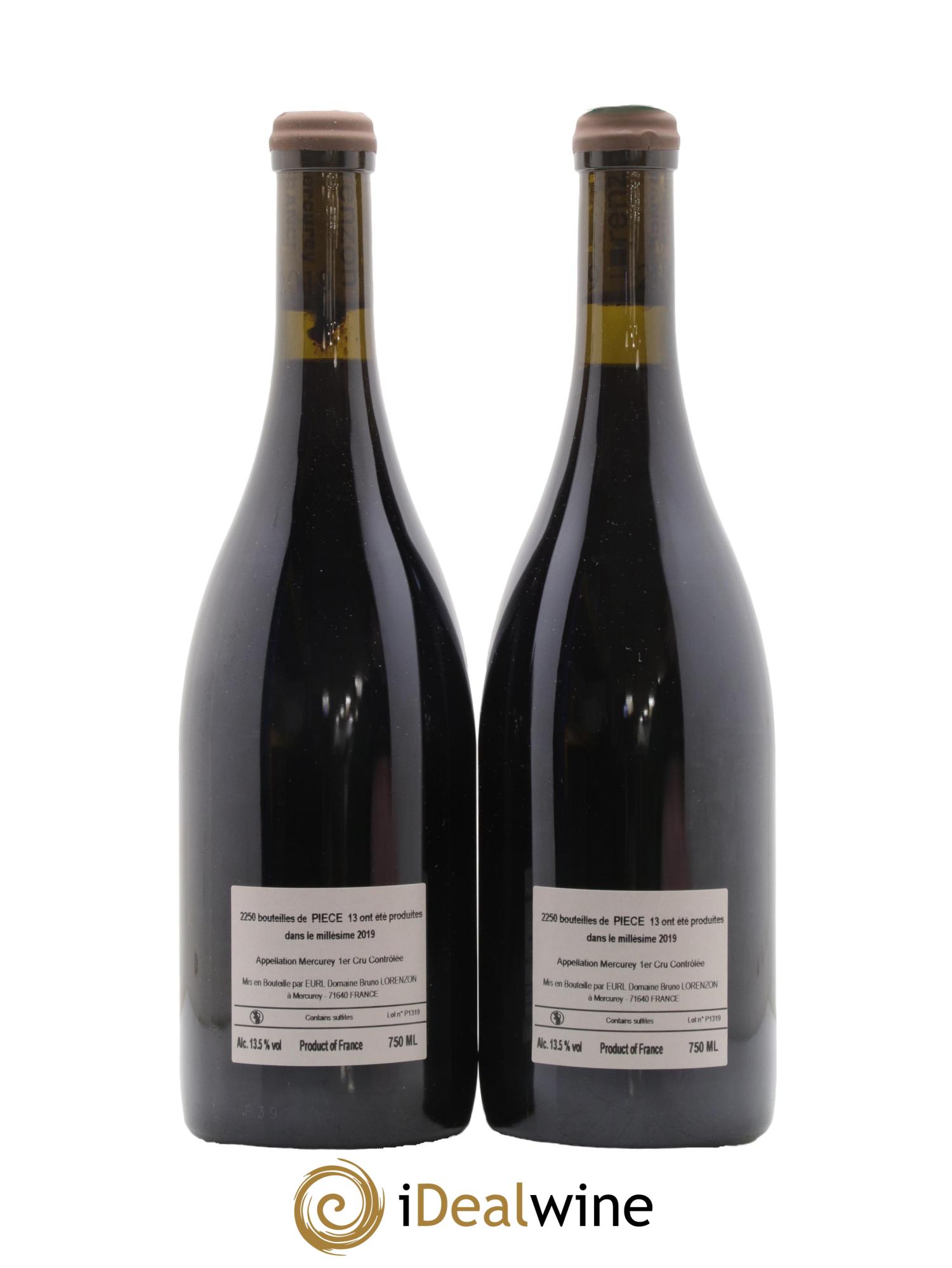 Mercurey 1er Cru Pièce 13 Bruno Lorenzon 2019 - Lot de 2 bouteilles - 1